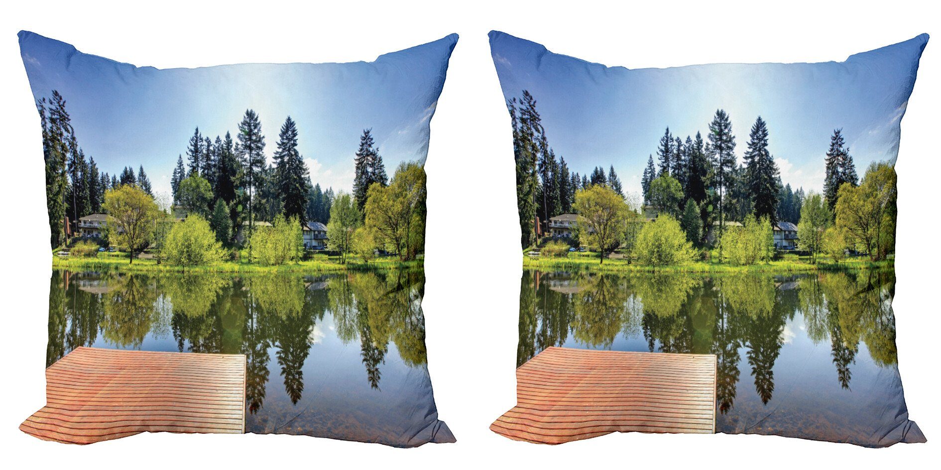 Kissenbezüge Modern Accent Doppelseitiger Digitaldruck, Abakuhaus (2 Stück), See Theme Scenic View Land