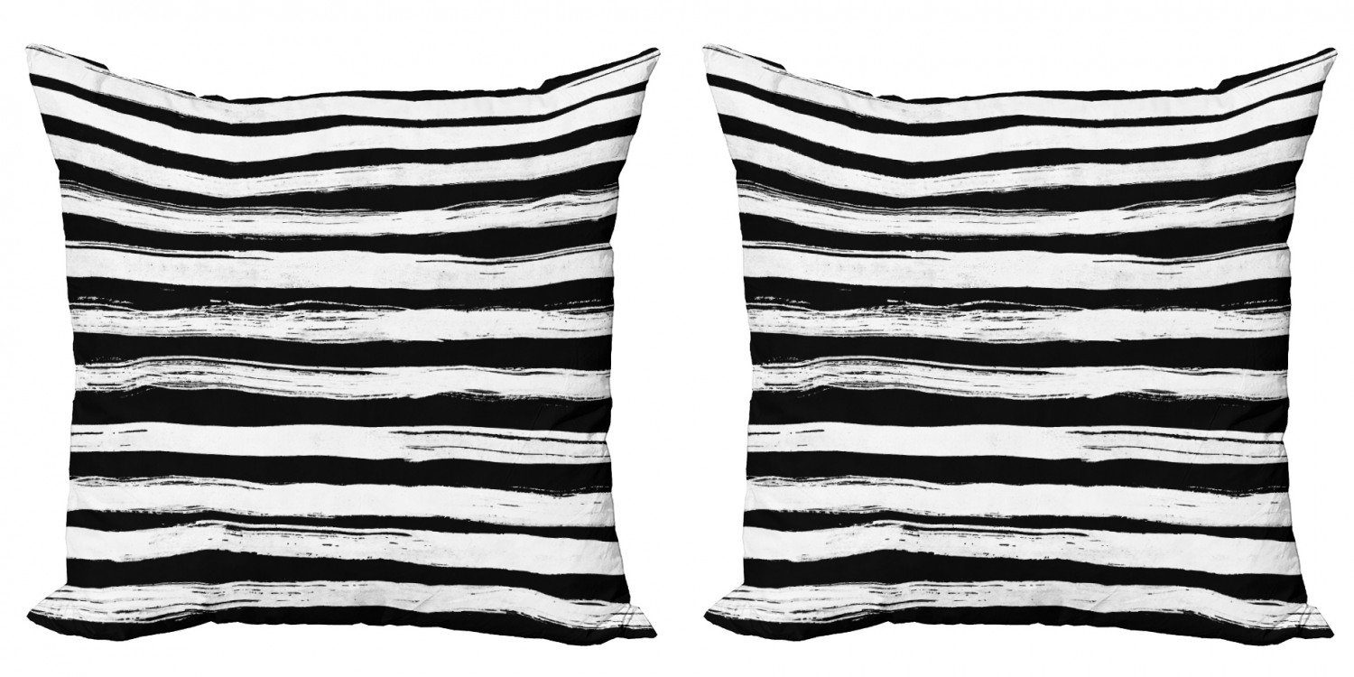 Zusammenfassung (2 Modern Stück), Ink Doppelseitiger Abakuhaus Digitaldruck, Accent Kissenbezüge Schwarzweiss-Streifen