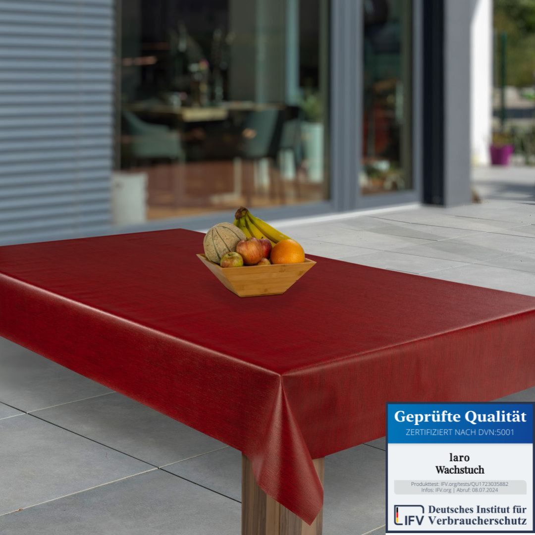 laro Tischdecke Wachstuch-Tischdecken Abwaschbar Weinrot Leinenoptik rechte günstig online kaufen