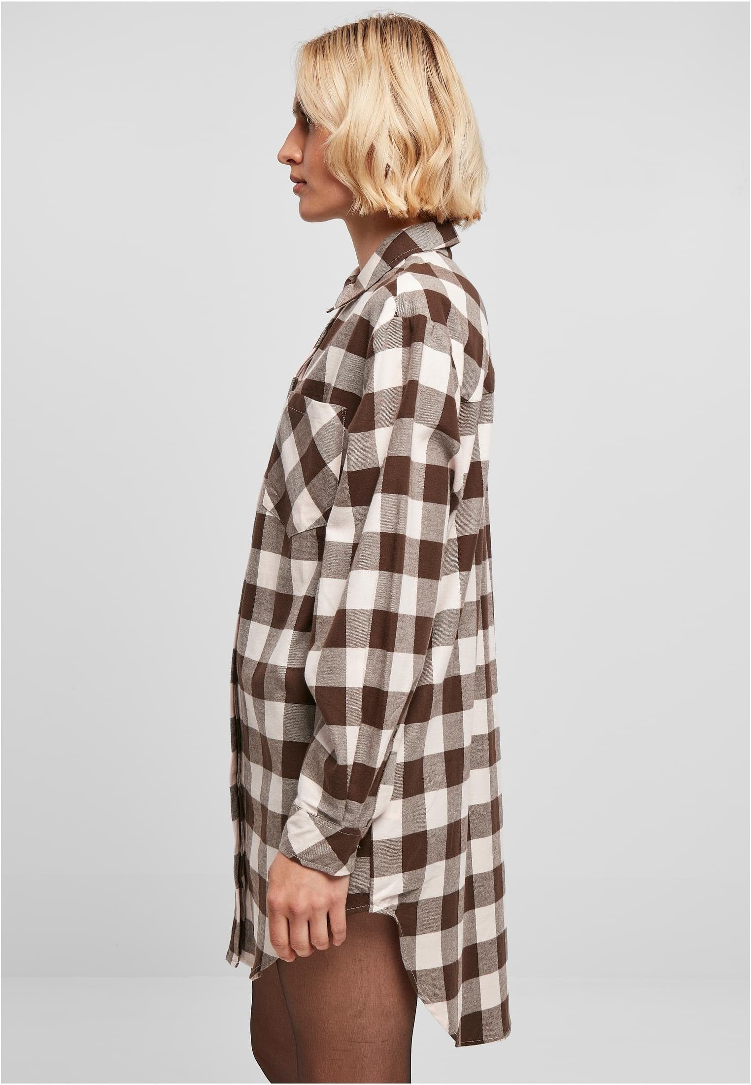 URBAN CLASSICS Jerseykleid Damen Ladies Oversized Check Flannel Shirt Dress  (1-tlg), Schmeichelnde Betonung der Taille