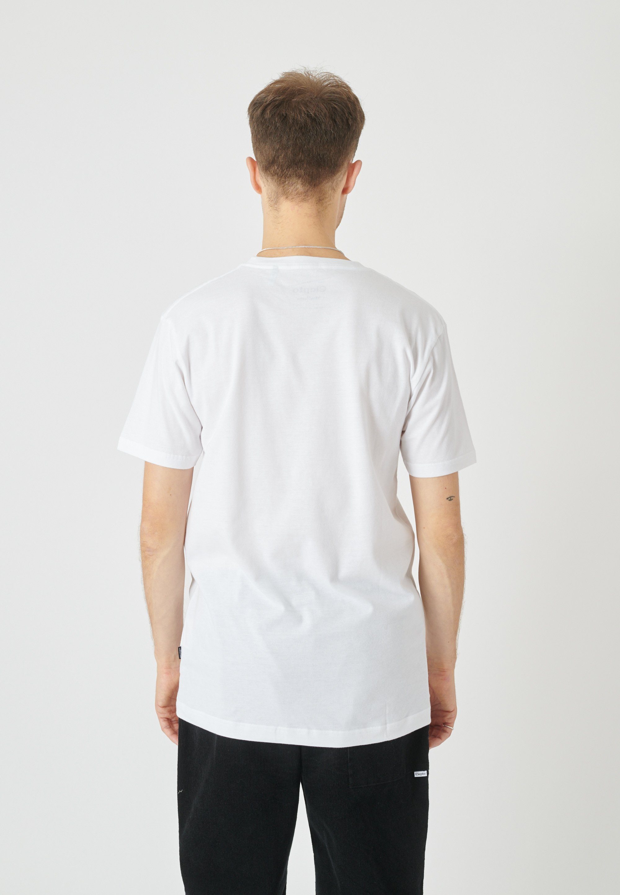 Ligull mit kleiner T-Shirt Logo-Stickerei weiß Cleptomanicx Regular (1-tlg)