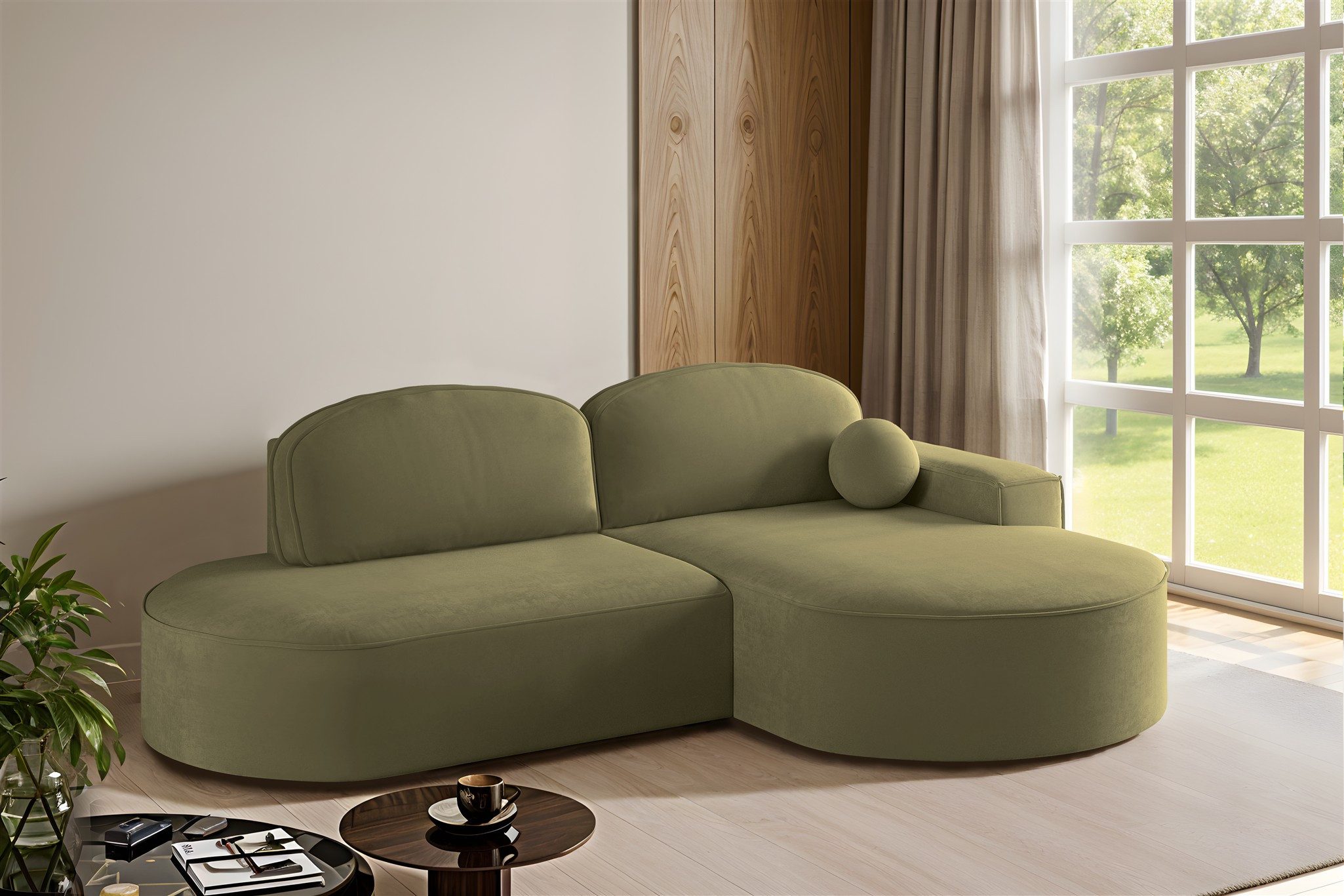 Fun Möbel Ecksofa Schlafsofa Sofa FUN CASTIGO mit Ottomane in Stoff Salvador, Rundumbezug