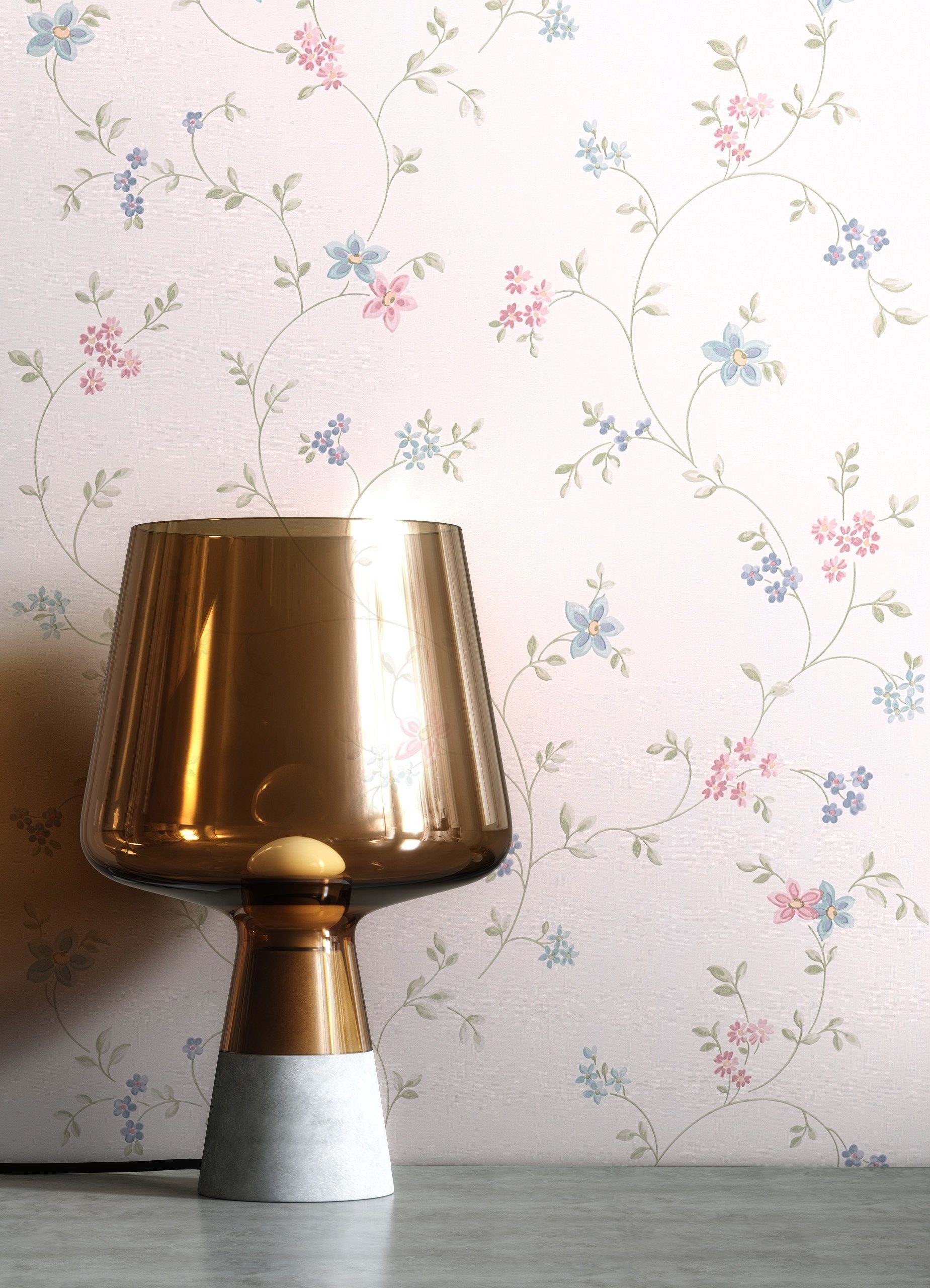 Newroom Vliestapete, Pastellblau Tapete Floral Blumen günstig online kaufen