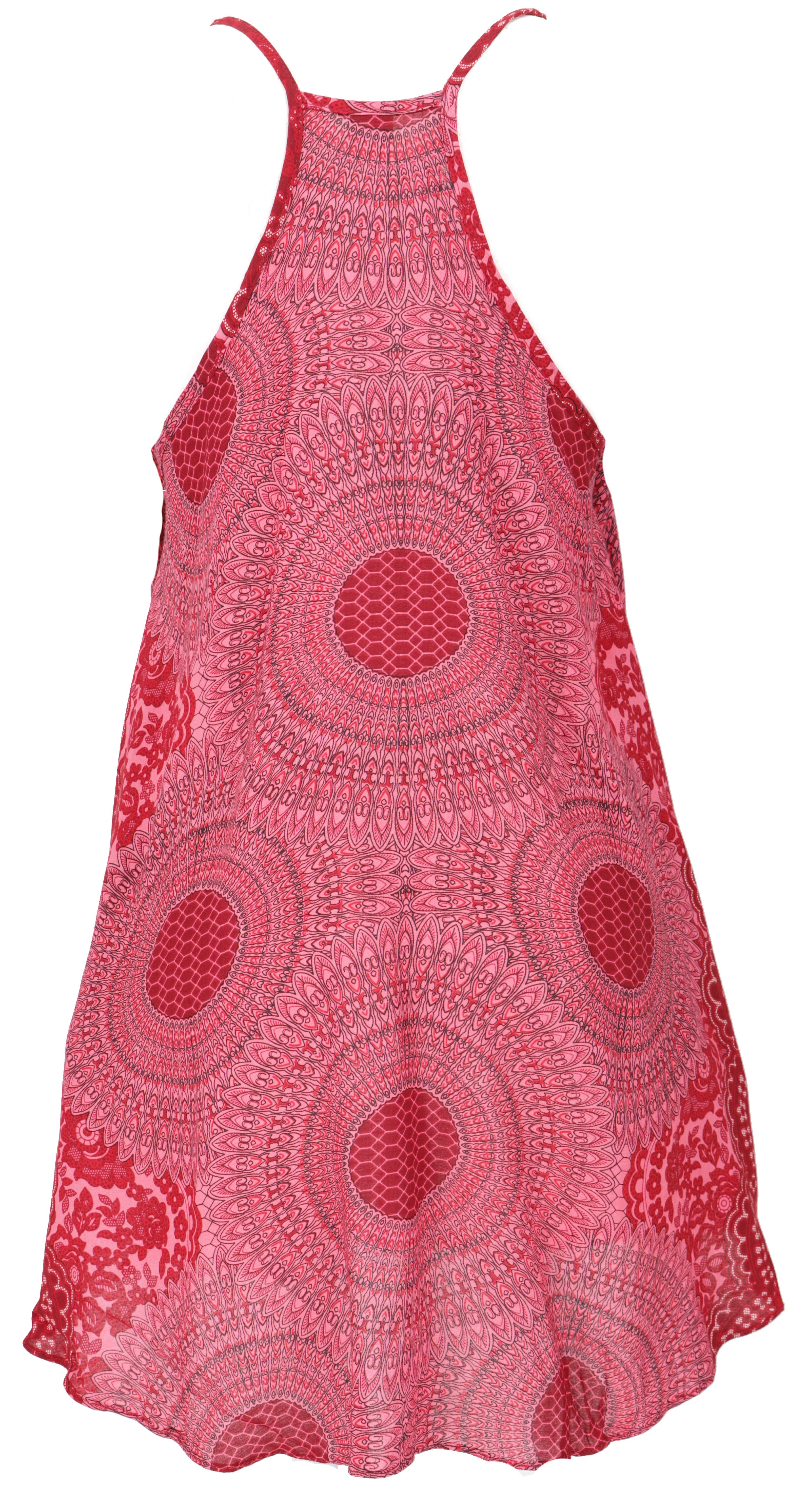 Guru-Shop Midikleid Trägerkleid,.. alternative Mandala Bekleidung Boho Minikleid, rot