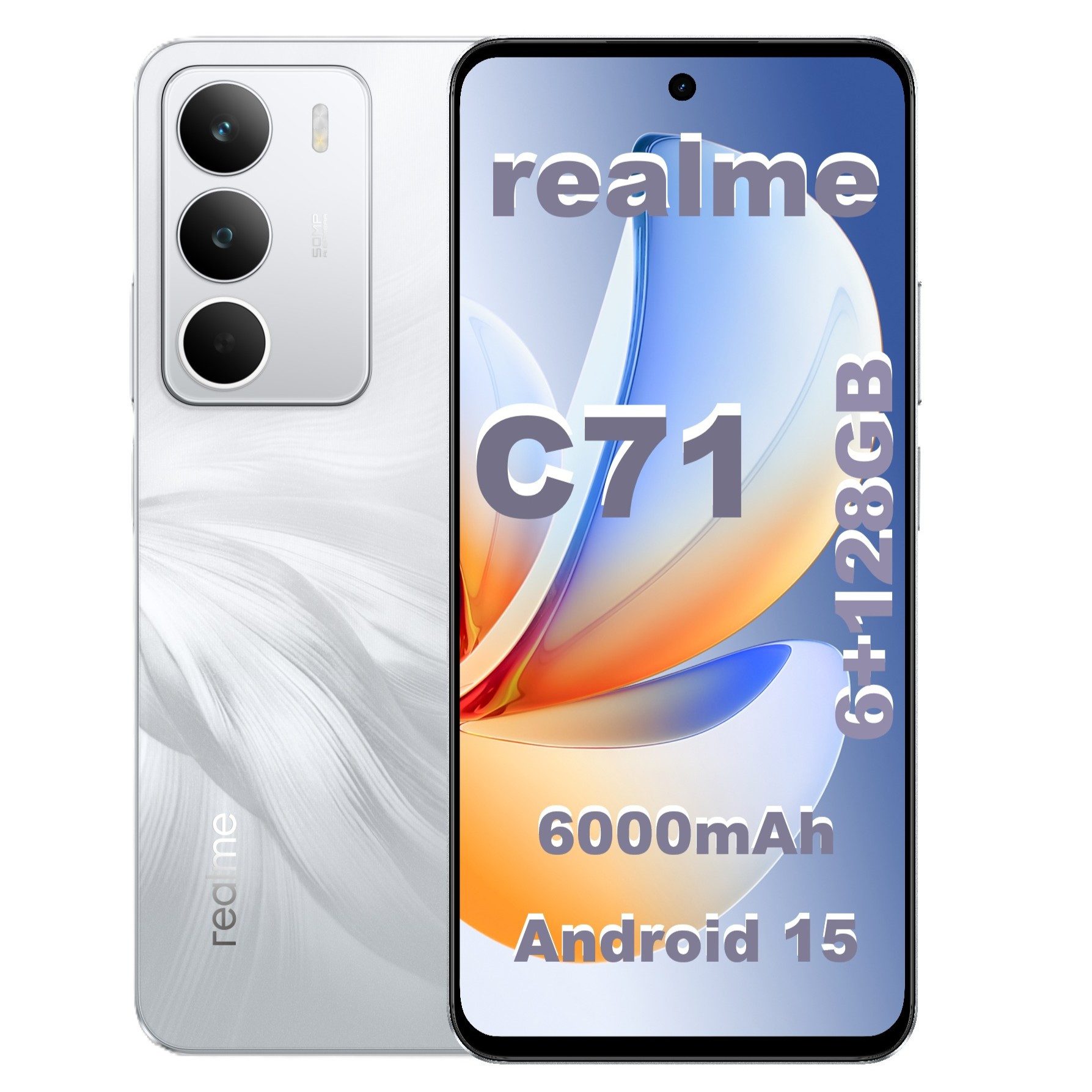 Realme C71 Smartphone 6,67" 120Hz Display, 50MP Handy, 6000mAh Akku Smartphone (6,67 Zoll, 128 GB Speicherplatz, 50 MP Kamera, 45W Schnellladung, NFC, IP54, 6+128GB)