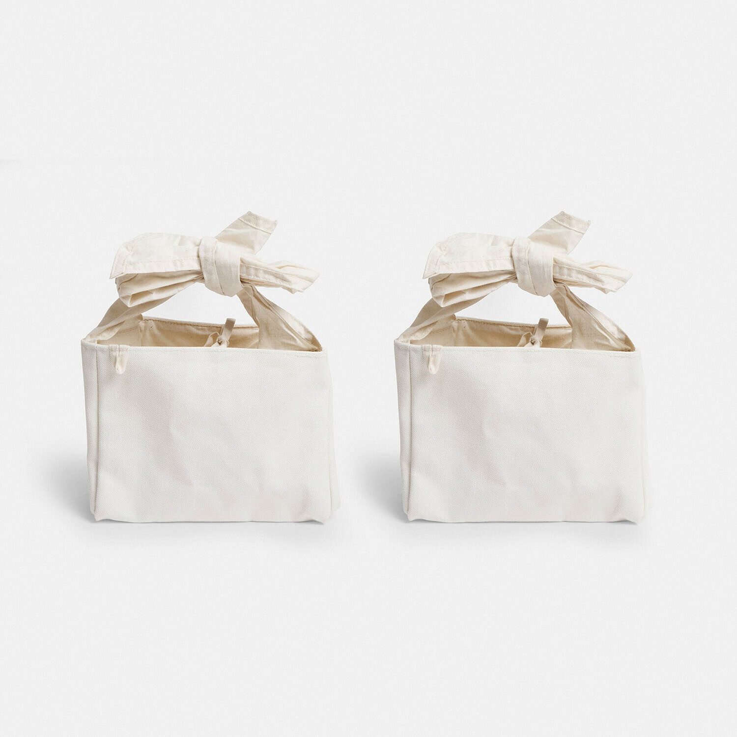 Mirabeau Handtasche Tasche 2er Set Camorella creme, Schleife, Reiner Baumwollstoff, Formstabil aufrecht stehend