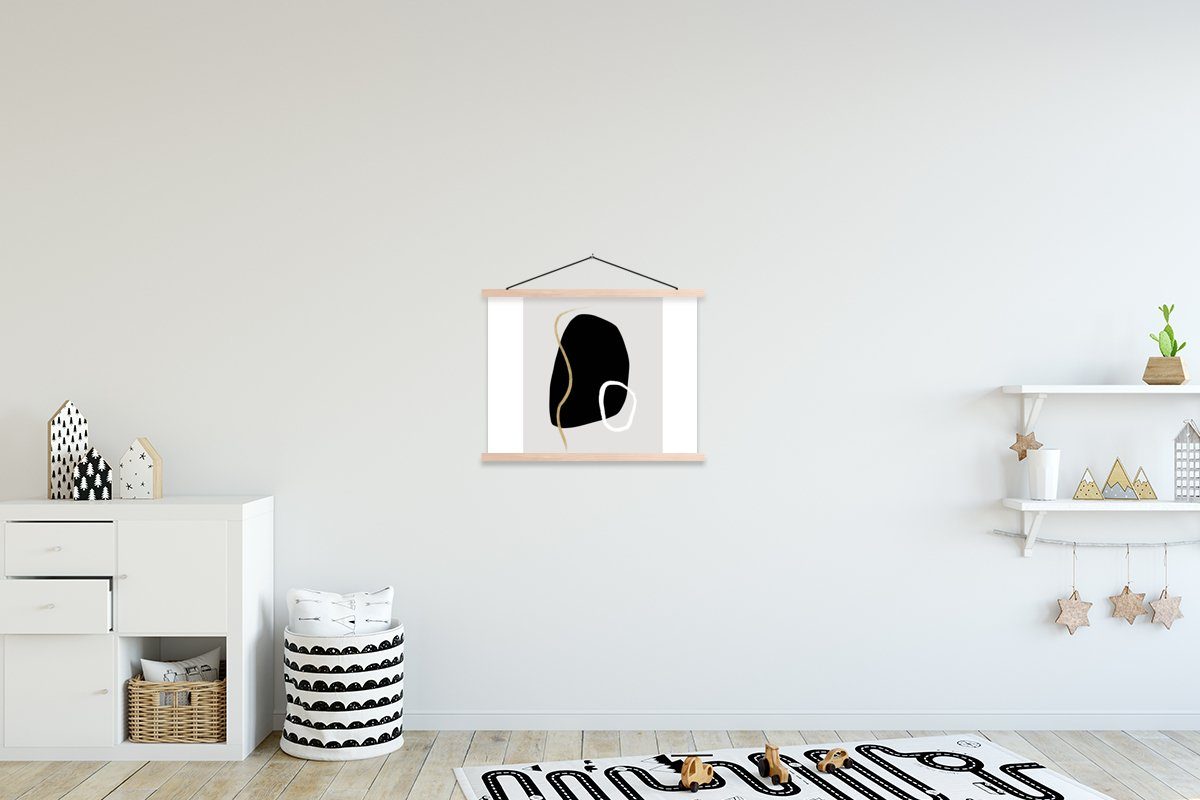 Abstrakt Minimalismus Wohnzimmer, - MuchoWow Design, für (1 Textilposter Poster Posterleiste, Magnetisch Bilderleiste, St), -
