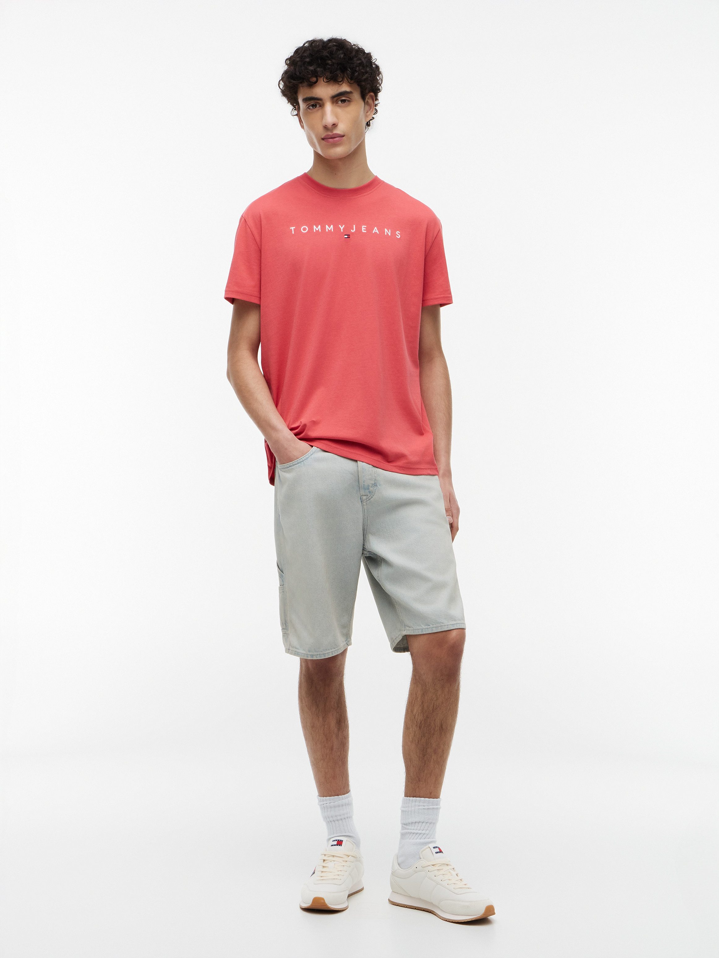 Tommy Jeans T-Shirt TJM REGULAR LINEAR LOGO EXT Rundhals, Regular Fit – Bild 4 von 5