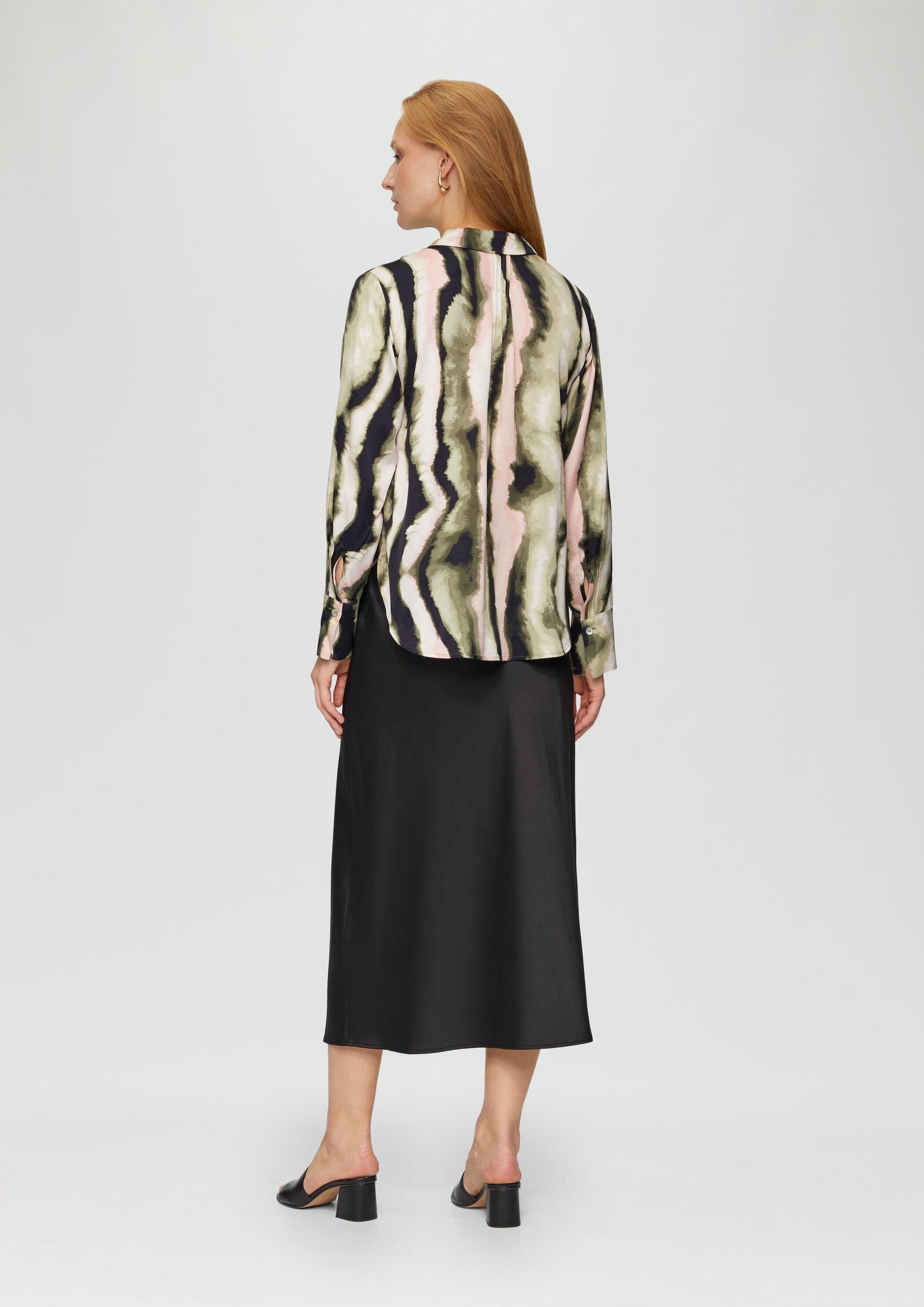 s.Oliver Langarmbluse Bluse Satin-Bluse mit All-over-Print