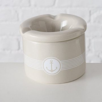 BOLTZE Aschenbecher Sturmaschenbecher aus Keramik Maritimes Design mit Anker Beige