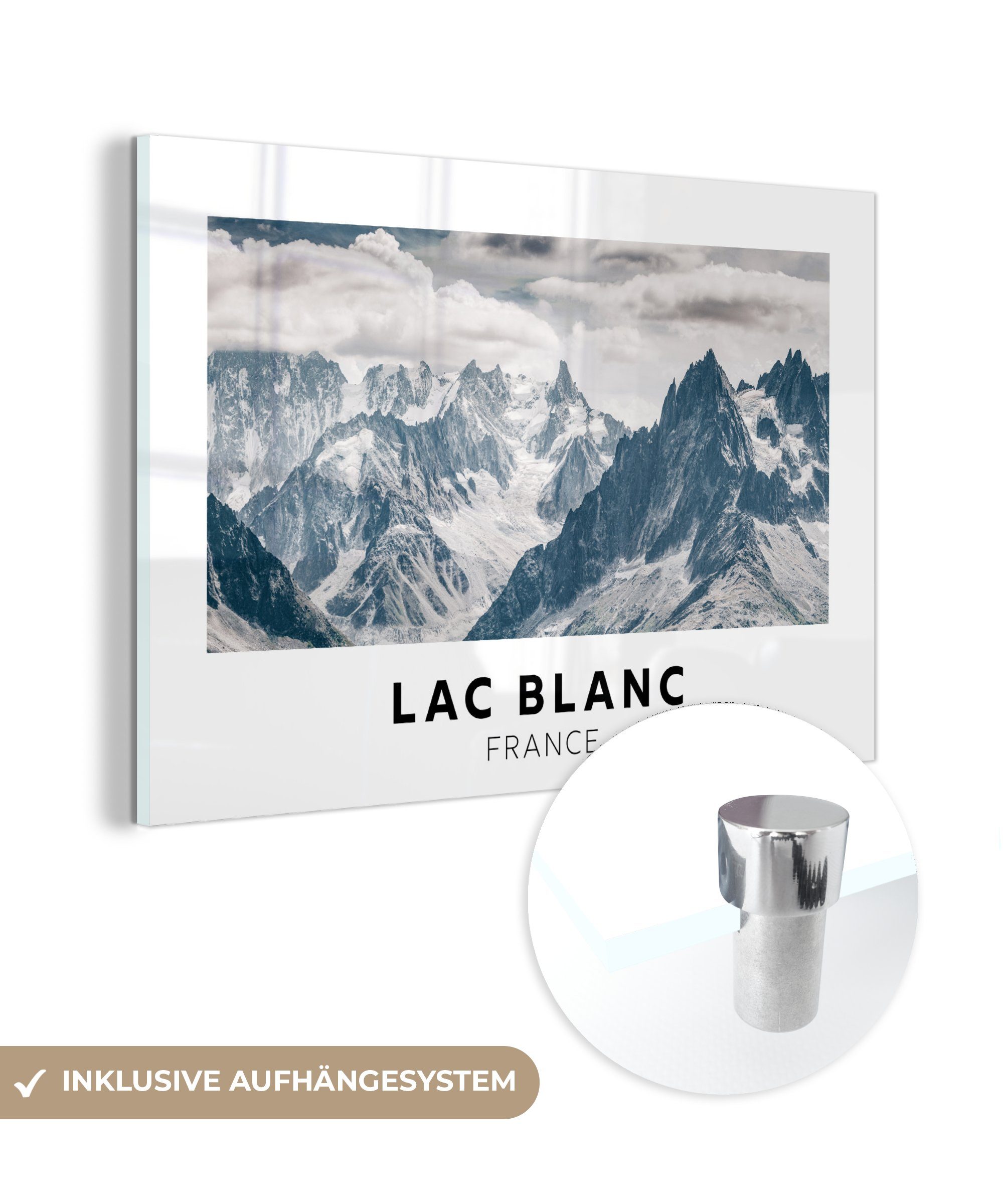 MuchoWow Acrylglasbild Frankreich - Berge - Schnee, (1 St), Glasbilder - Bilder auf Glas Wandbild - Foto auf Glas - Wanddekoration