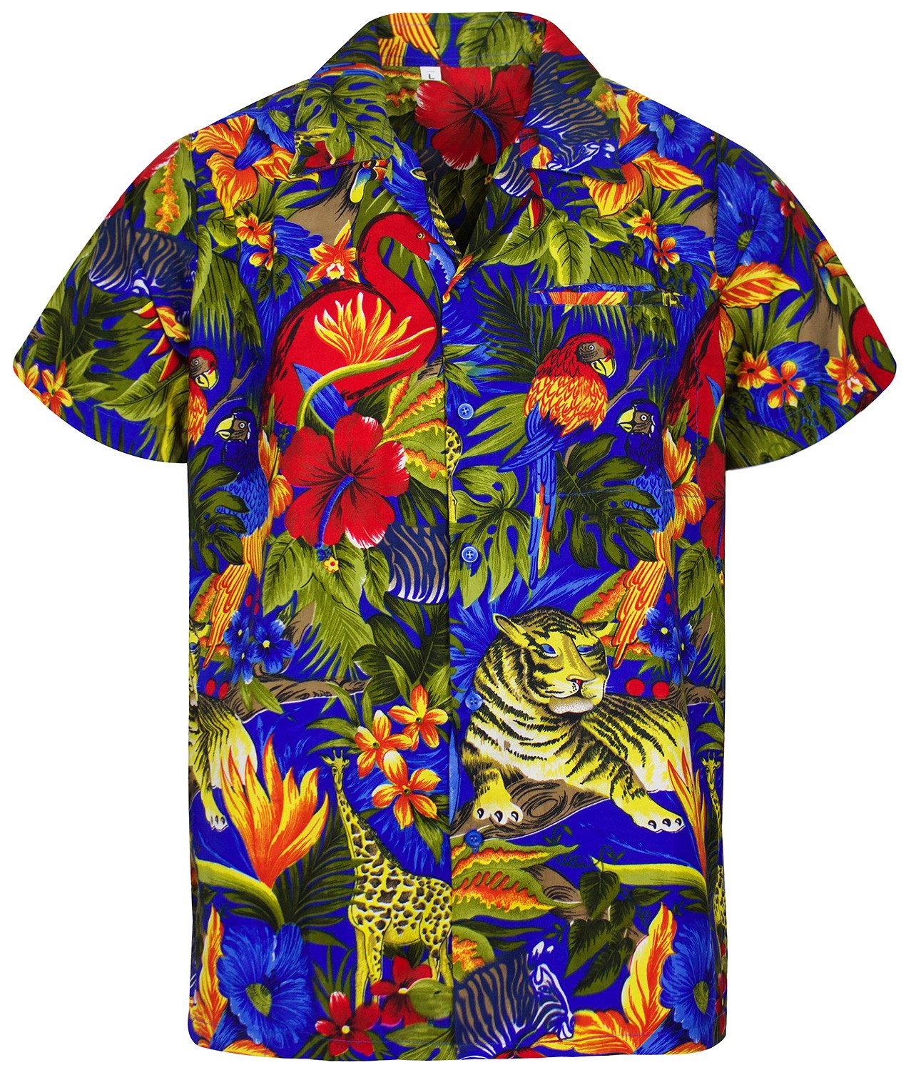 King Kameha Hawaiihemd Jungle Funky Hawaii-Hemd Herren Kurzarm Front-Tasche günstig online kaufen