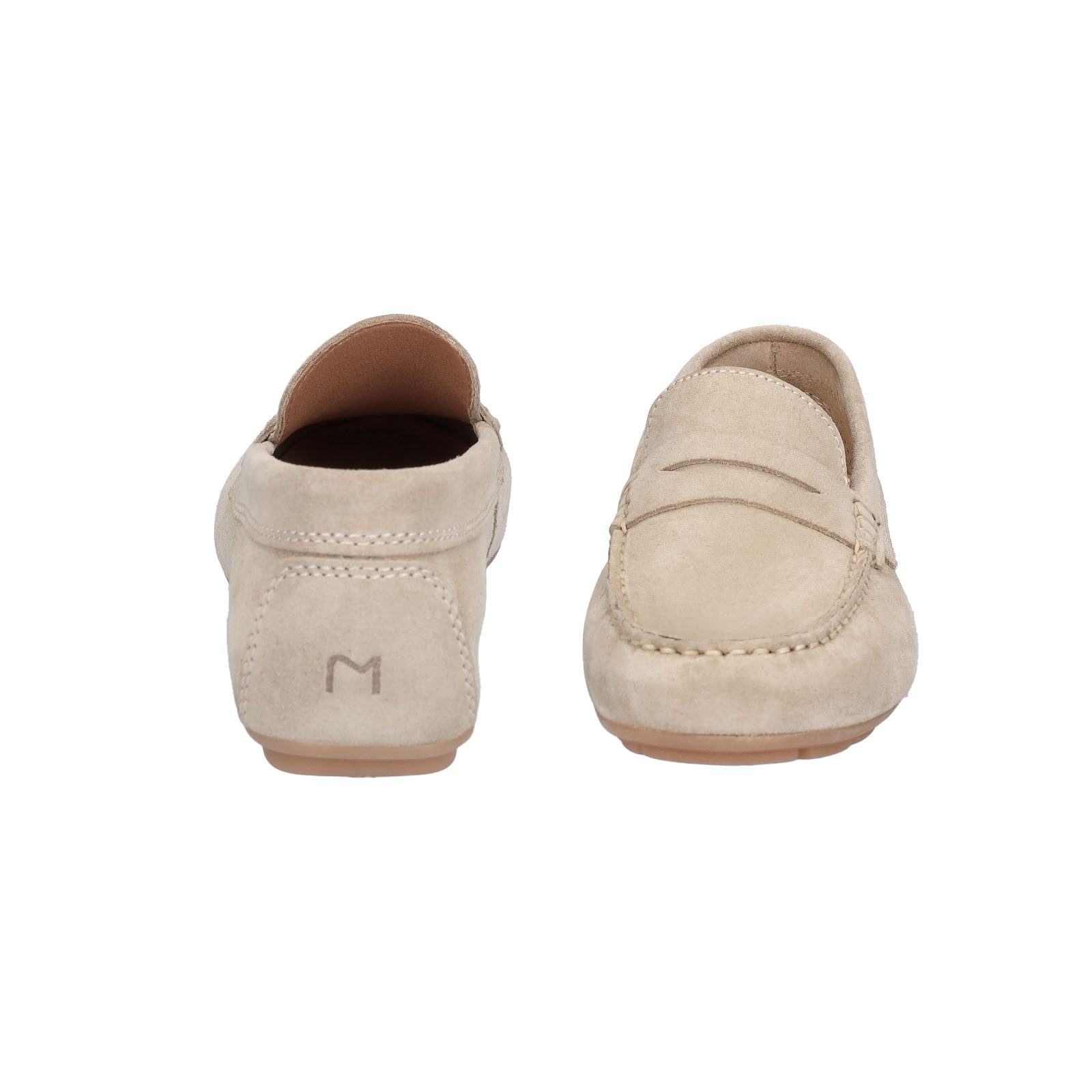 MIDS MIRELLA Damen Mokassin beige, Slipper aus Rauleder mit Leder-Innensohle und Gummisohle