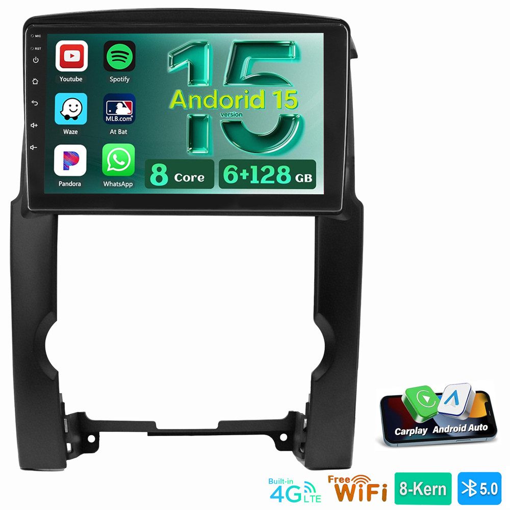 ESSGOO Für KIA Sorento II XM 2009-2013 Android 15 6+128G 4G LTE Autoradio (RDS, Digitalradio (DAB), FM, AM, Apple Carplay Android Auto 4G LTE DSP SWC)