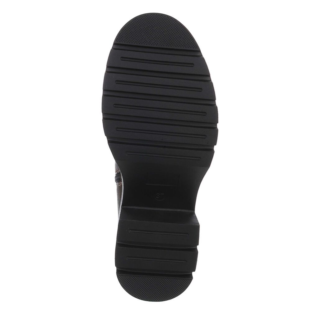 Ital-Design Moderne Stiefeletten mit Schnalle und elastischem Einsatz Plateaustiefelette (90726945) Blockabsatz Stiefeletten in Schwarz