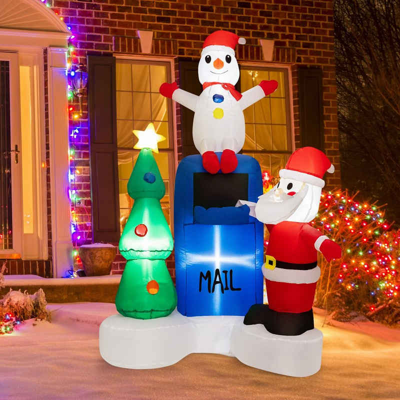 COSTWAY Weihnachtsmann, mit integrierten LED-Lichtern, aufblasbar, 185 cm