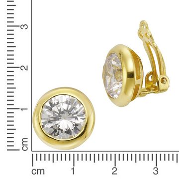 Zeeme Paar Ohrhänger 925/- Sterling Silber vergoldet Zirkonia weiß