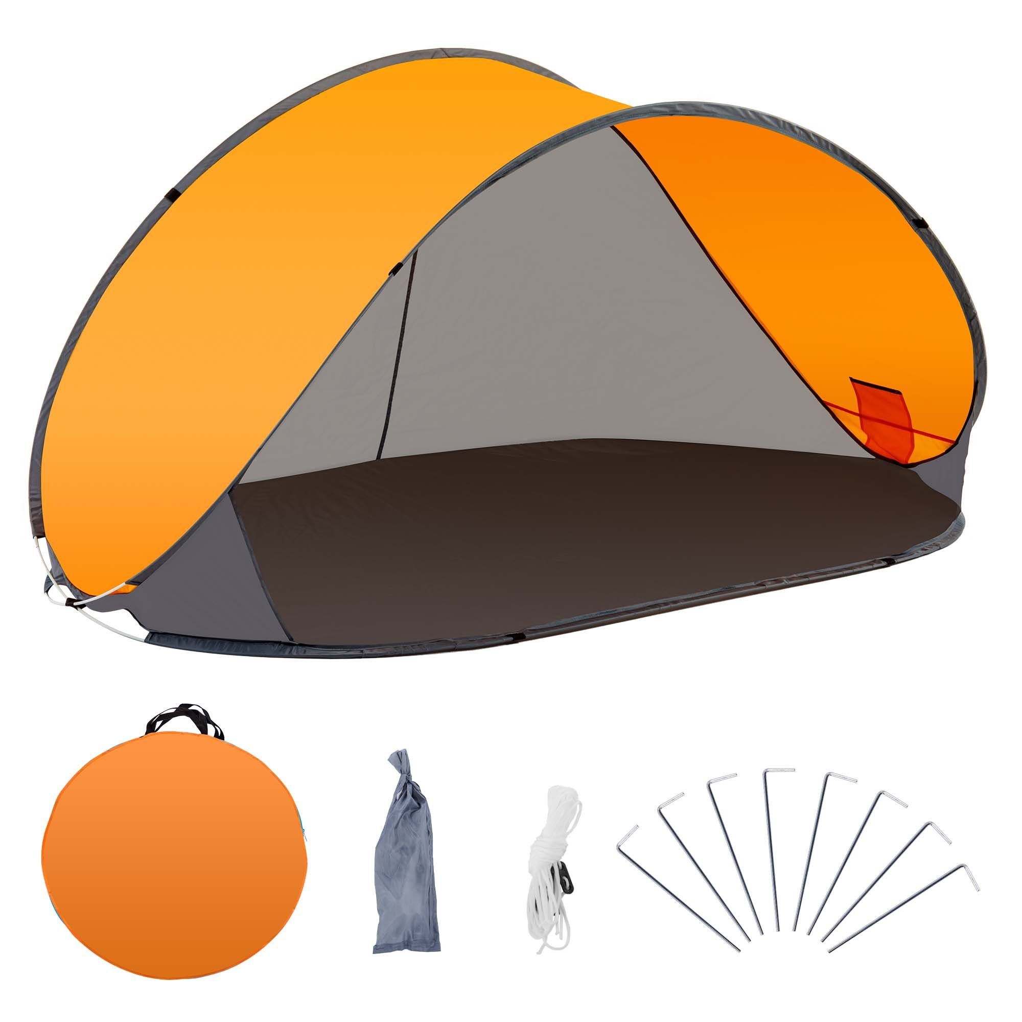 Duhome Strandmuschel, Strandmuschel Pop Up Strandzelt Wetter- und Sichtschutz Polyester Zelt Grau+Orange