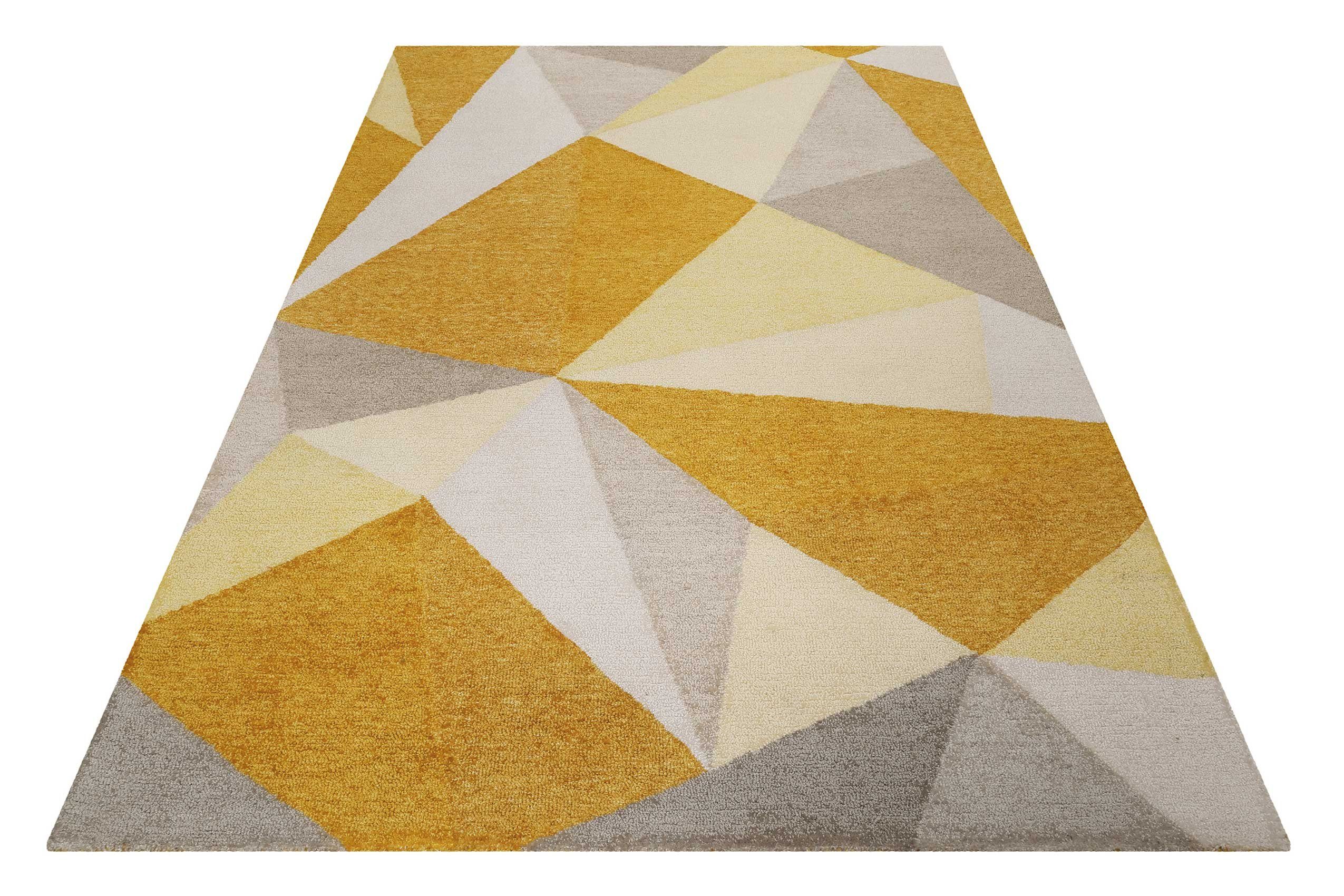 Teppich Next Time 2.0, Wecon home, rechteckig, Höhe: 8 mm, modern, handgefertigt, geometrisches Design für Wohn-, Schlafzimmer gelb