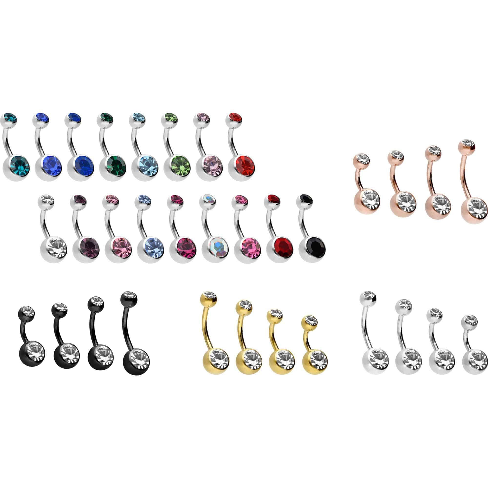 PIERCINGLINE Bauchnabelpiercing Titan Bananabell ZWEI KRISTALLE (Bananabell günstig online kaufen