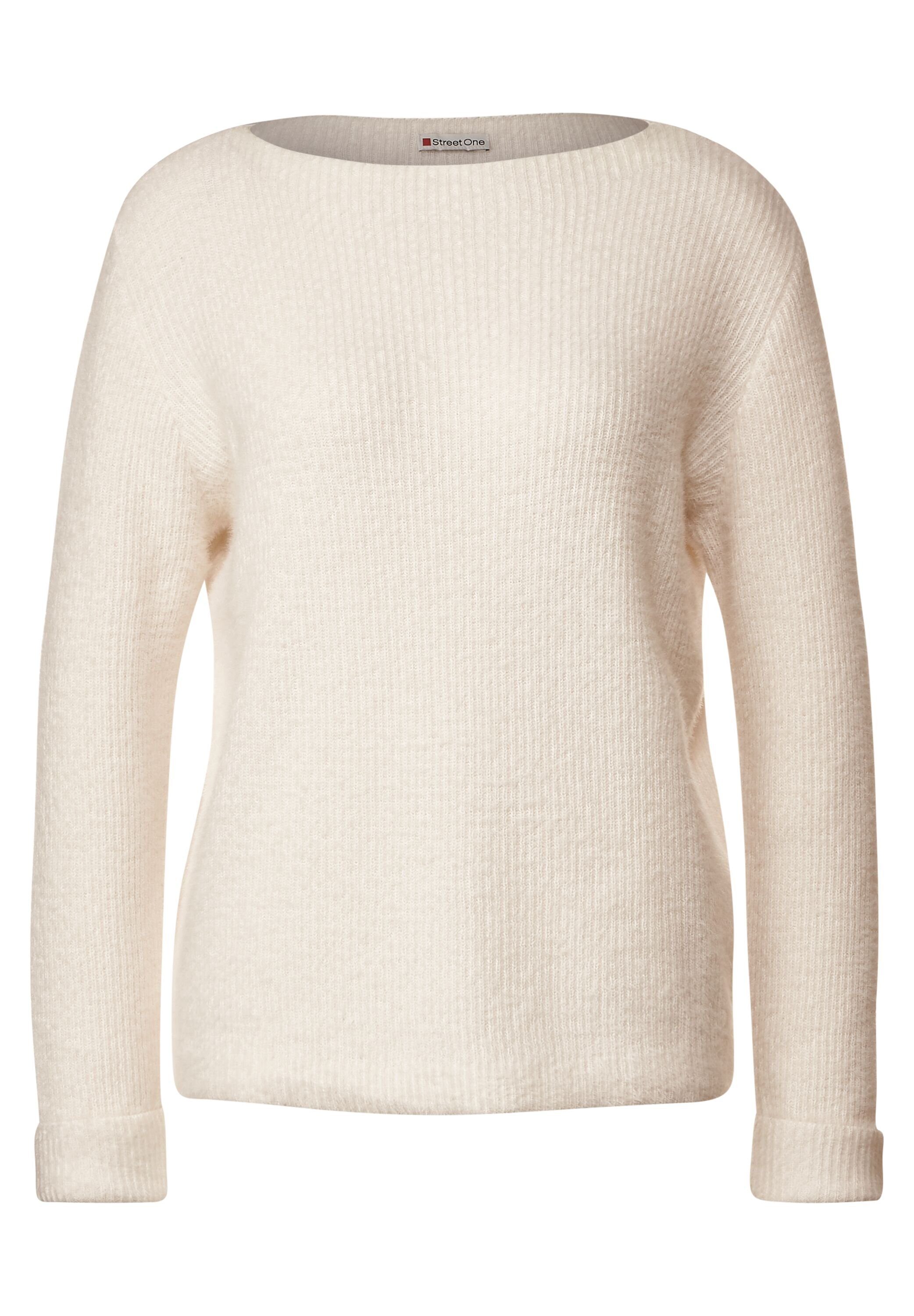 Pullover Strickpullover in Nicht (1-tlg) Street ONE One Vorhanden STREET Lucid White Federgarn