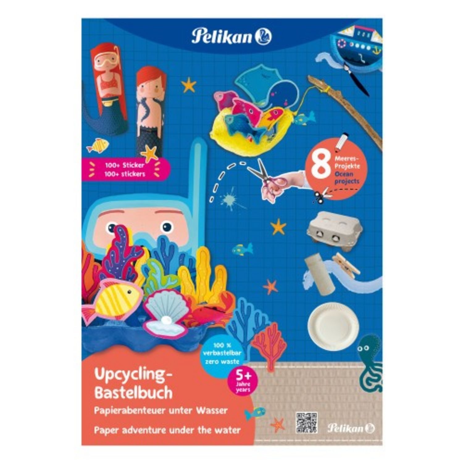 Pelikan Füller Pelikan Upcycling Bastelbuch DIN A4 Meereswelt mit Sticker, 32 Seiten
