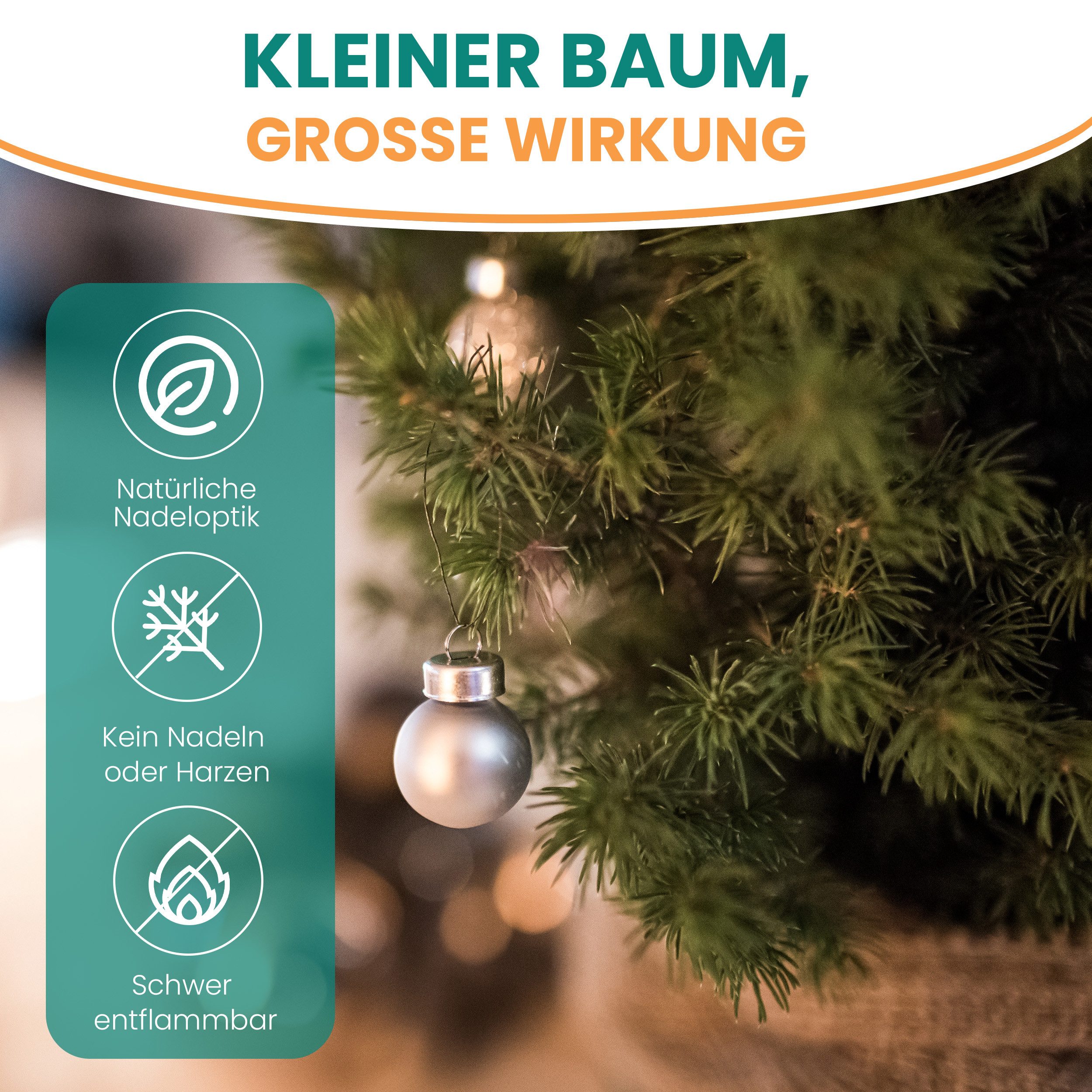 Gartenpirat Künstlicher Weihnachtsbaum mit Drahtlichterkette LED´s warmweiß Kiefer Christbaum, Kiefern ähnlich, Jutesack ummantelter Baumständer, integrierte LED-Drahtlichterkette