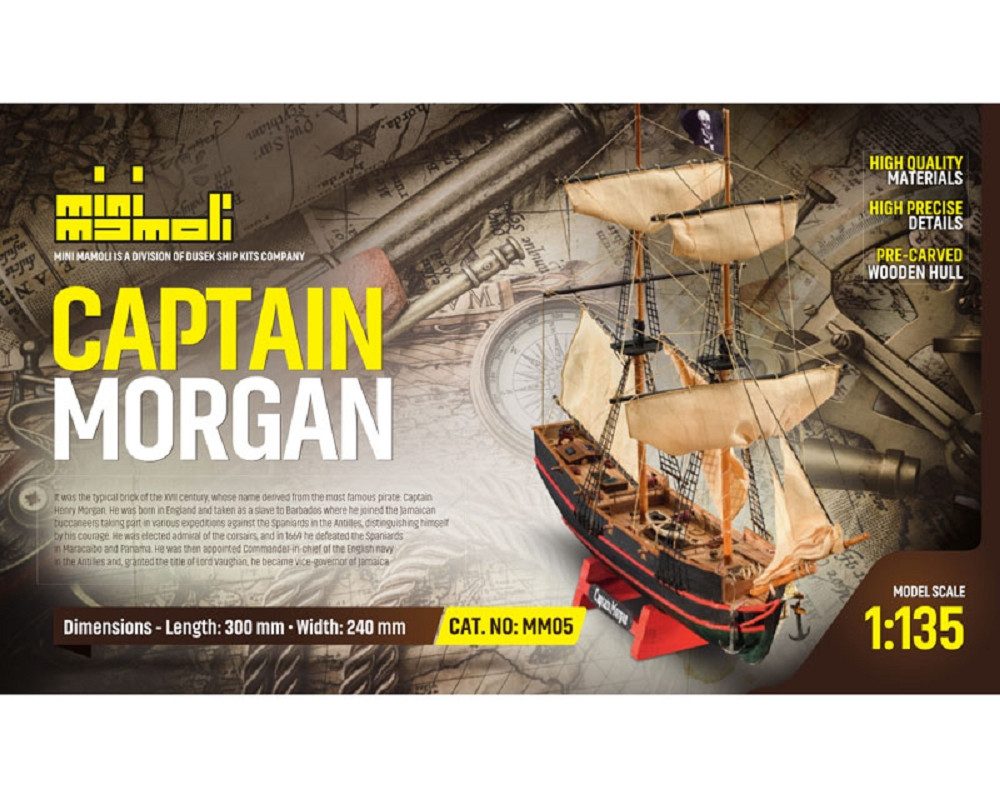 Krick Modellbausatz Mini Mamoli Schiff Capitain Morgan 1:135 Holz Bausatz