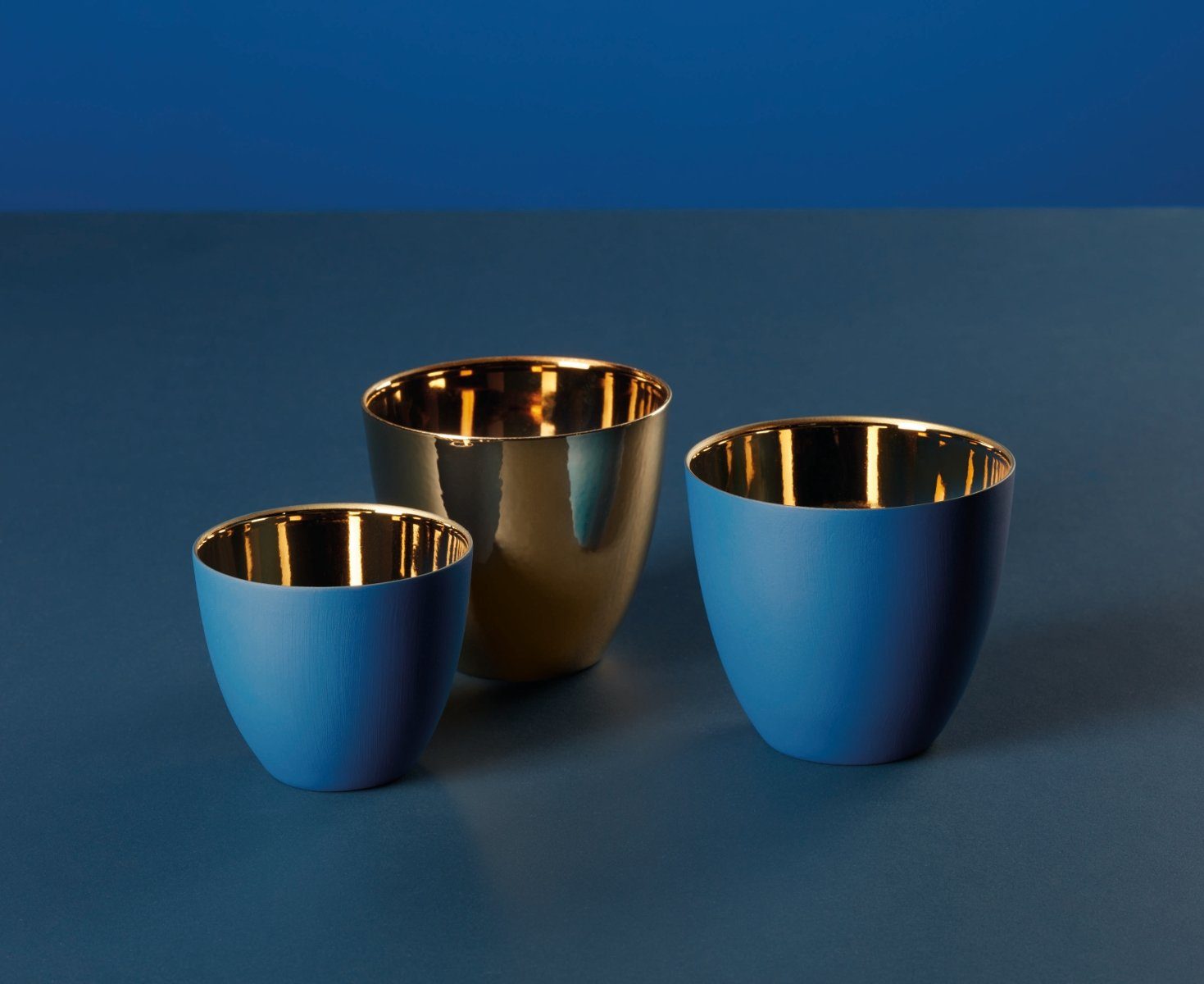 ASA SELECTION Windlicht Windlicht blau innen gold glänzend 6,5 cm, Wohnaccessoires