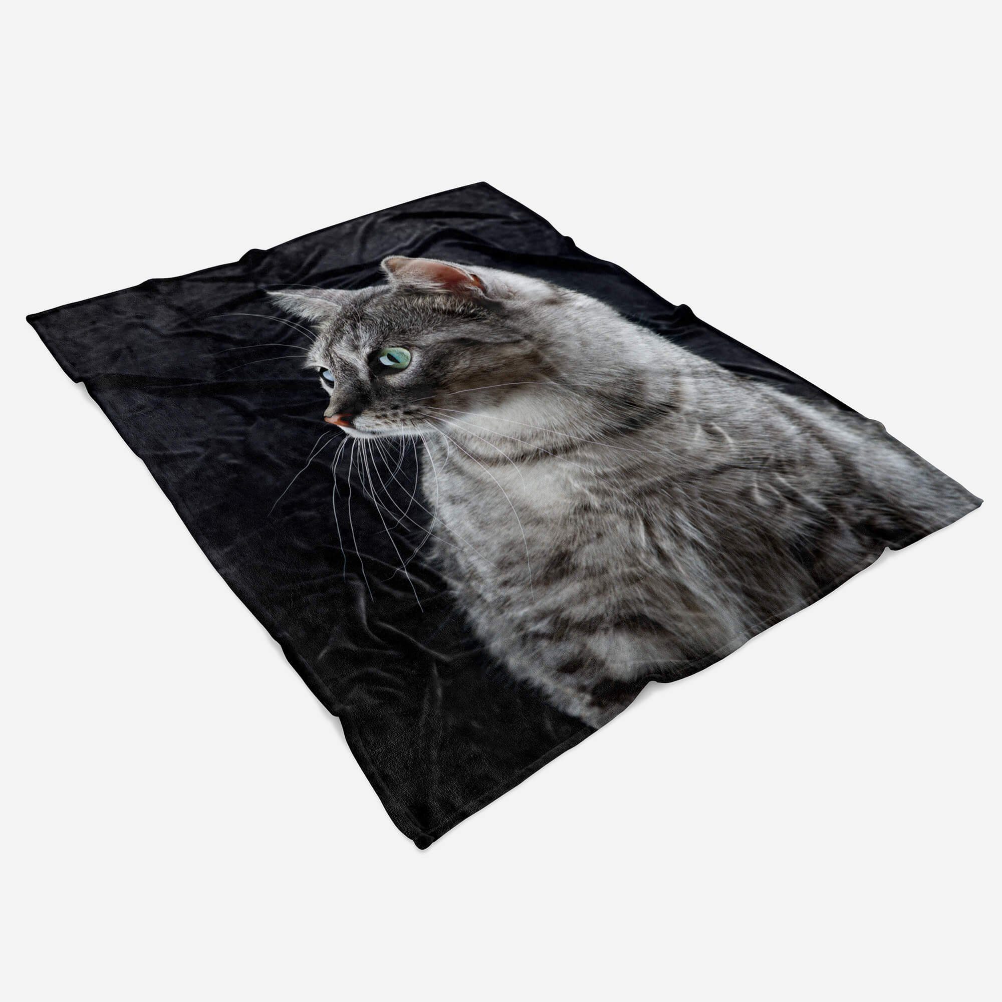 Sinus Handtuch Handtuch Baumwolle-Polyester-Mix Saunatuch Katze Kuscheldecke (1-St), Art Kätzc, Strandhandtuch Tiermotiv kleine Handtücher mit