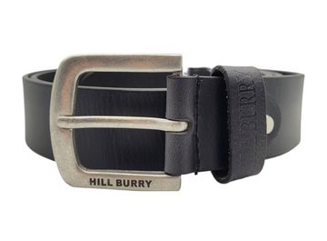 Hill Burry Ledergürtel Herren Gürtel aus Vollleder 90cm Länge ca. 4mm dickes Büffeleder individuell kürzbar, schwarz
