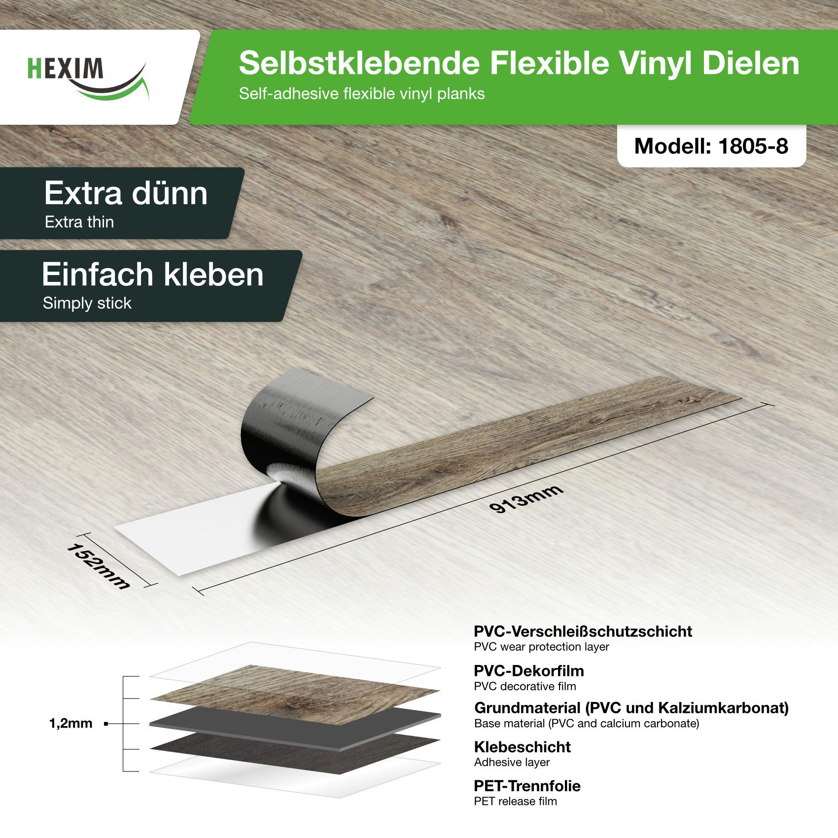 Hexim Vinylboden, Vinyldielen 0,97m² selbstklebend PVC Wandverkleidung Bode günstig online kaufen