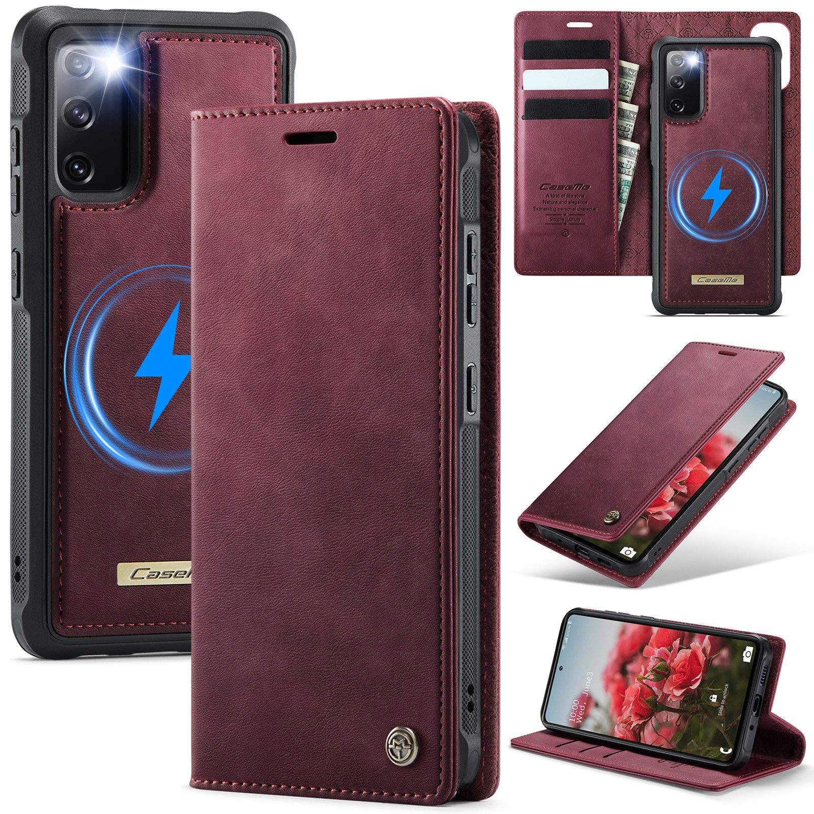 Mycotech Handyhülle Handyhülle für Samsung C49 2in1 Samsung Galaxy S20 FE Weinrot
