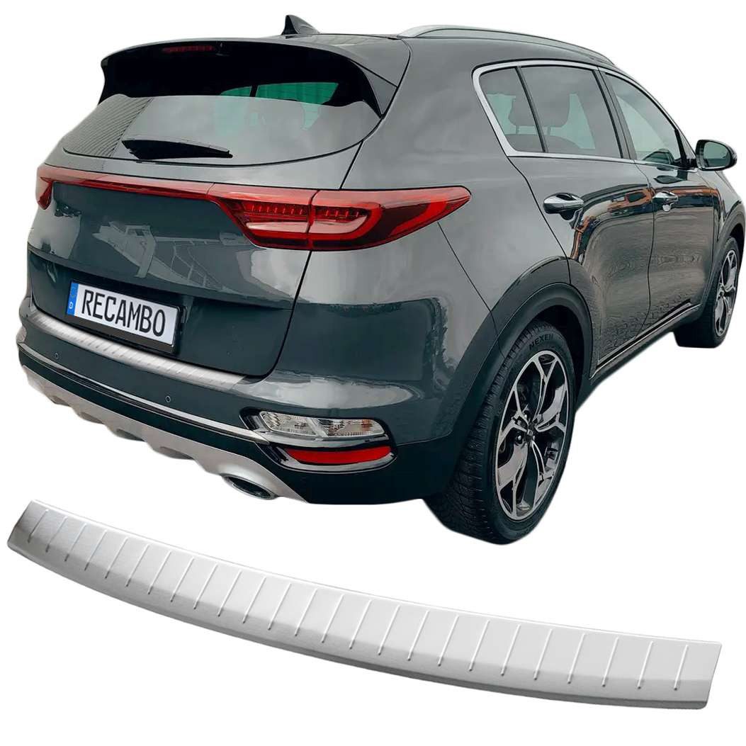 RECAMBO Ladekantenschutz für Kia Sportage, QL, ab BJ 07/2018> Stoßstangenschutz, V2A rostfrei, Exklusive Optik, praktischer Schutz & perfekte Passform
