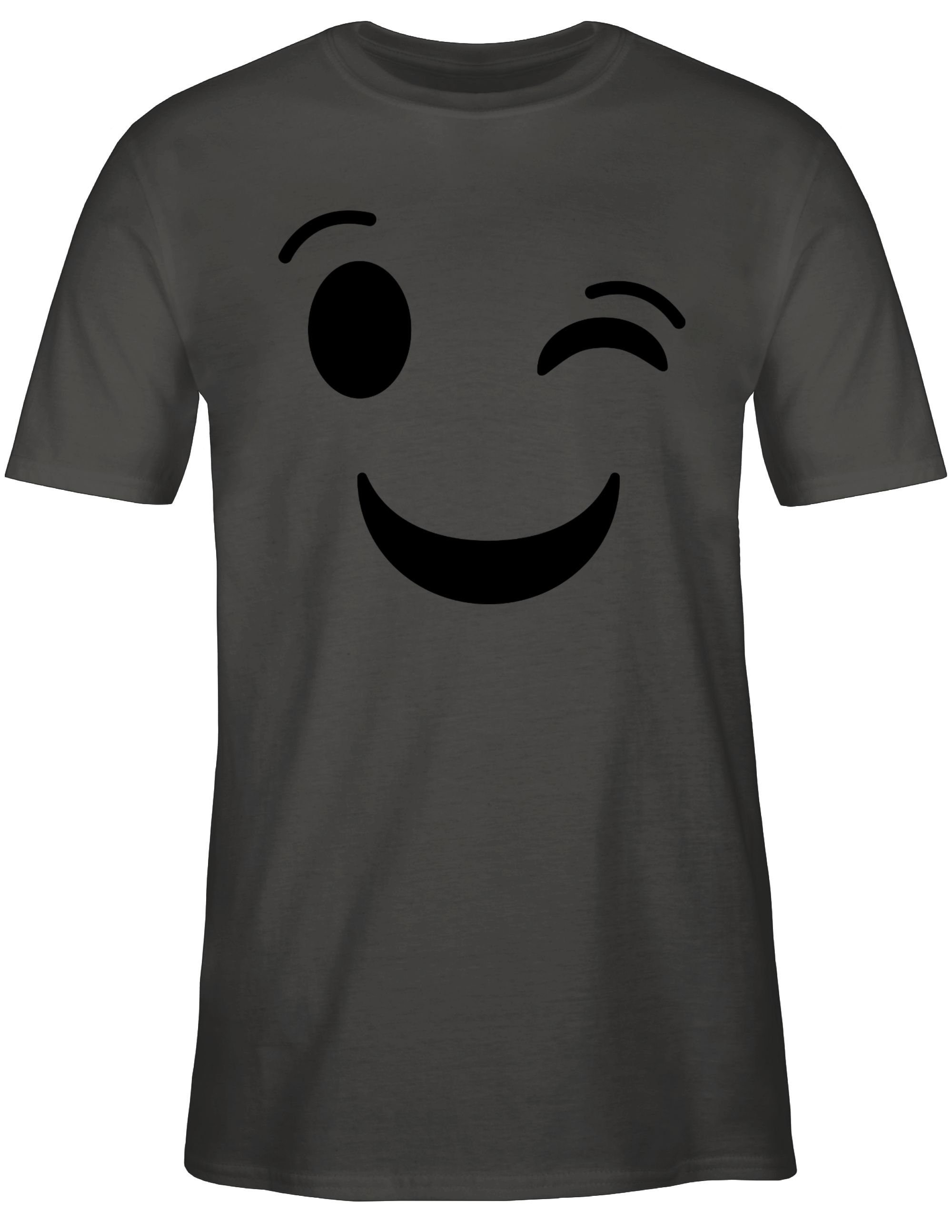 Karneval Karneval Outfit Dunkelgrau Emoticon T-Shirt 3 Shirtracer Zwinker