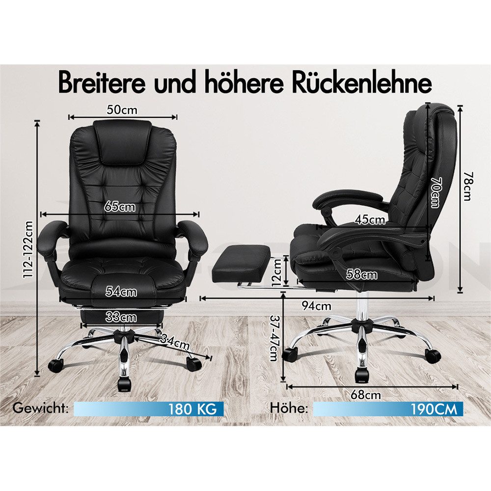 ALFORDSON Bürostuhl 8-Punkt-Massage-Vibration, Höhenverstellbarer Chefsesse günstig online kaufen
