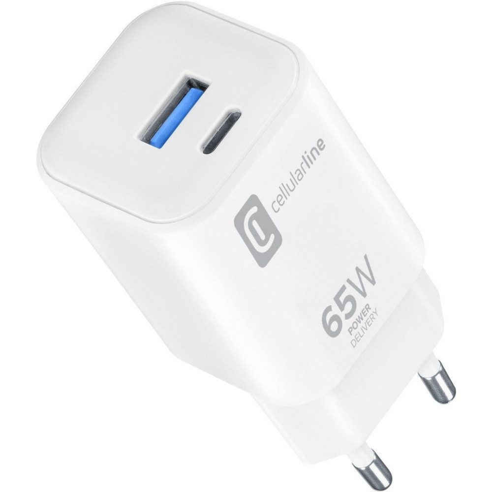 Cellularline ACHUSBC2PD65WSMLW Reiselader Dual 65W Weiss Handy-Netzteile
