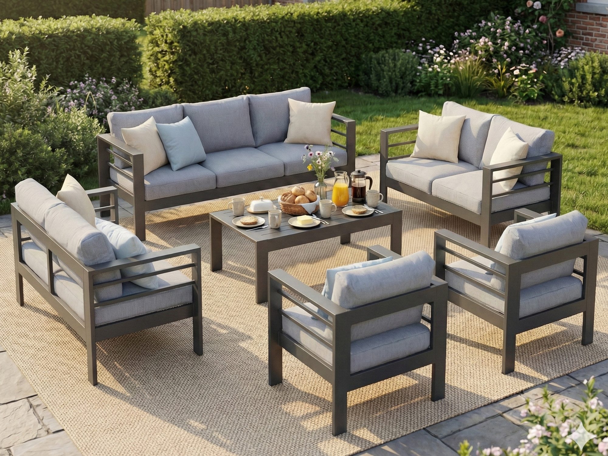MeXo Gartenlounge-Set XXL Gartenmöbel Set Aluminium Outdoor, (Set, 6-tlg., günstig online kaufen