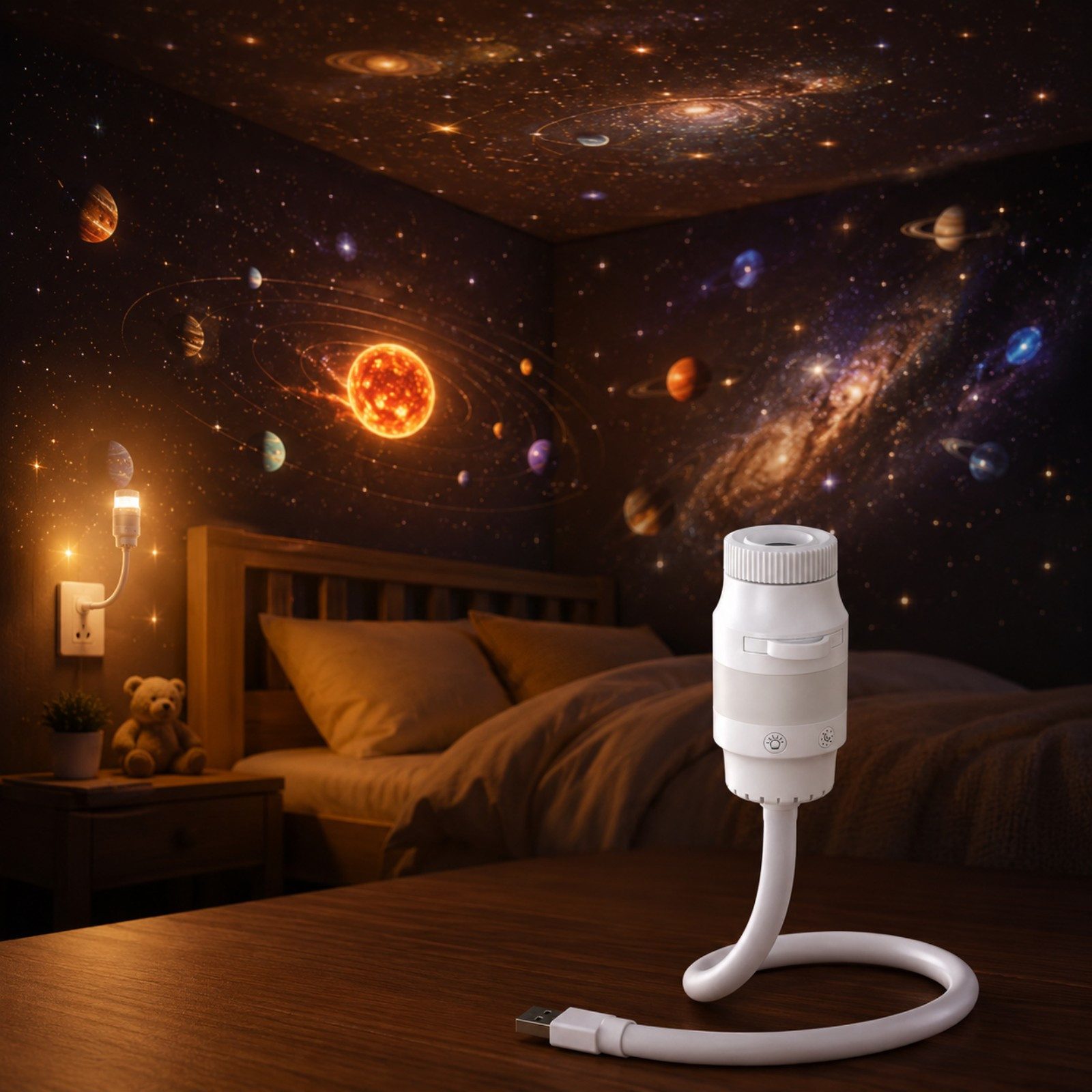 VIVIHEYDAY LED Nachtlicht 2 in-1 Galaxy Projector Night Light, Sternenhimmel Projektor für Auto, Schlafzimmerdekoration & Kinderzimmer, 360° Drehung, USB-Stromversorgung