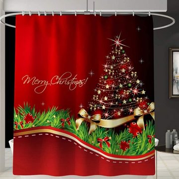 GelldG Weihnachtsfigur 4 Stück Weihnachten Badezimmer Sets, Duschvorhang, Badematten