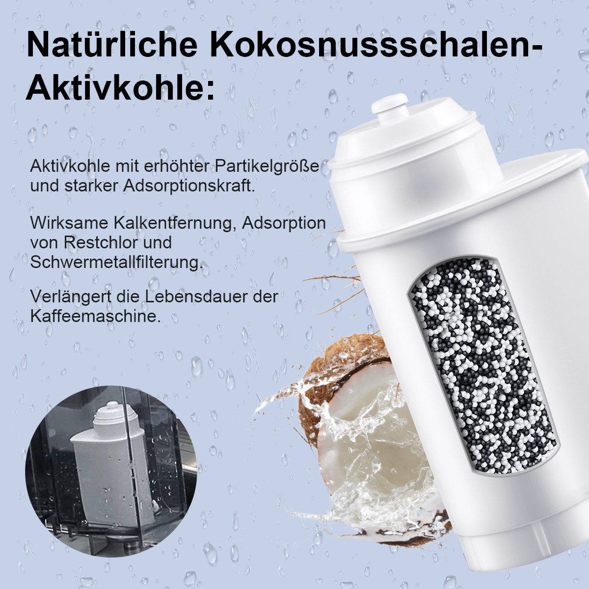 Filswa Wasserfilter für Siemens EQ Series, EQ5, EQ6, EQ7, EQ9, für Brita Intenza 575491, Zubehör für alle Kaffeevollautomaten der EQ Reihe: EQ3/5/6 Plus/7/8/9,  – Bild 5 von 5