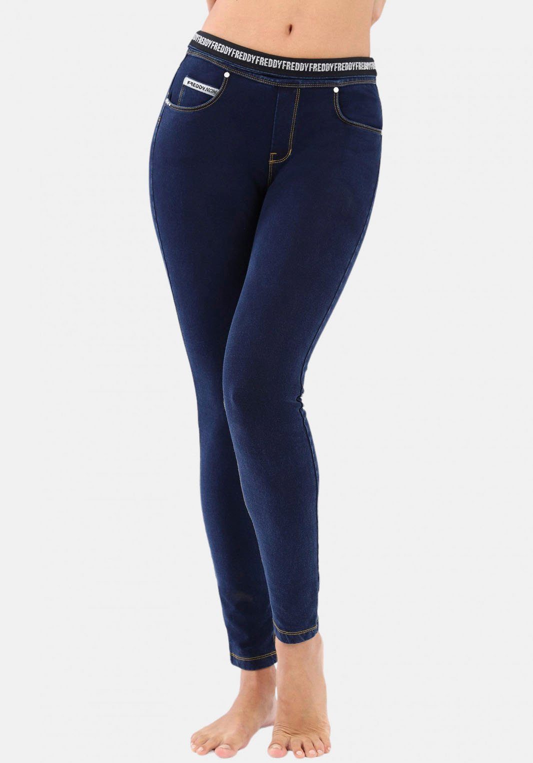 Freddy Shapingleggings NOW SKINNY YOGA & mit Lifting Shaping SEAMS BLUE YELLOW NAVY Effekt