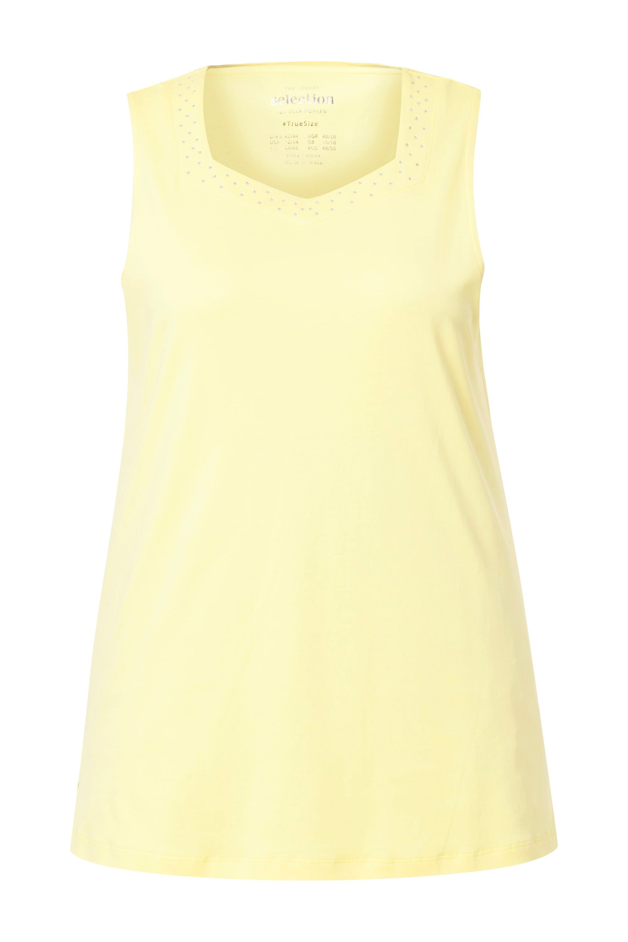 Ulla Popken Longtop Top A-Linie Herzausschnitt ärmellos Pima Cotton
