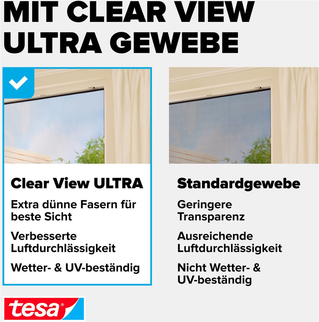 tesa Insektenschutz-Fensterrahmen Insect Stop Falt Fliegengitter für Fenster - min 0,8 m bis max. 1,4 m, (Packung, 1-St., Teleskop Alu Rahmen), Mückenschutz-verstellbarem Rahmen aus Aluminium-ohne bohren