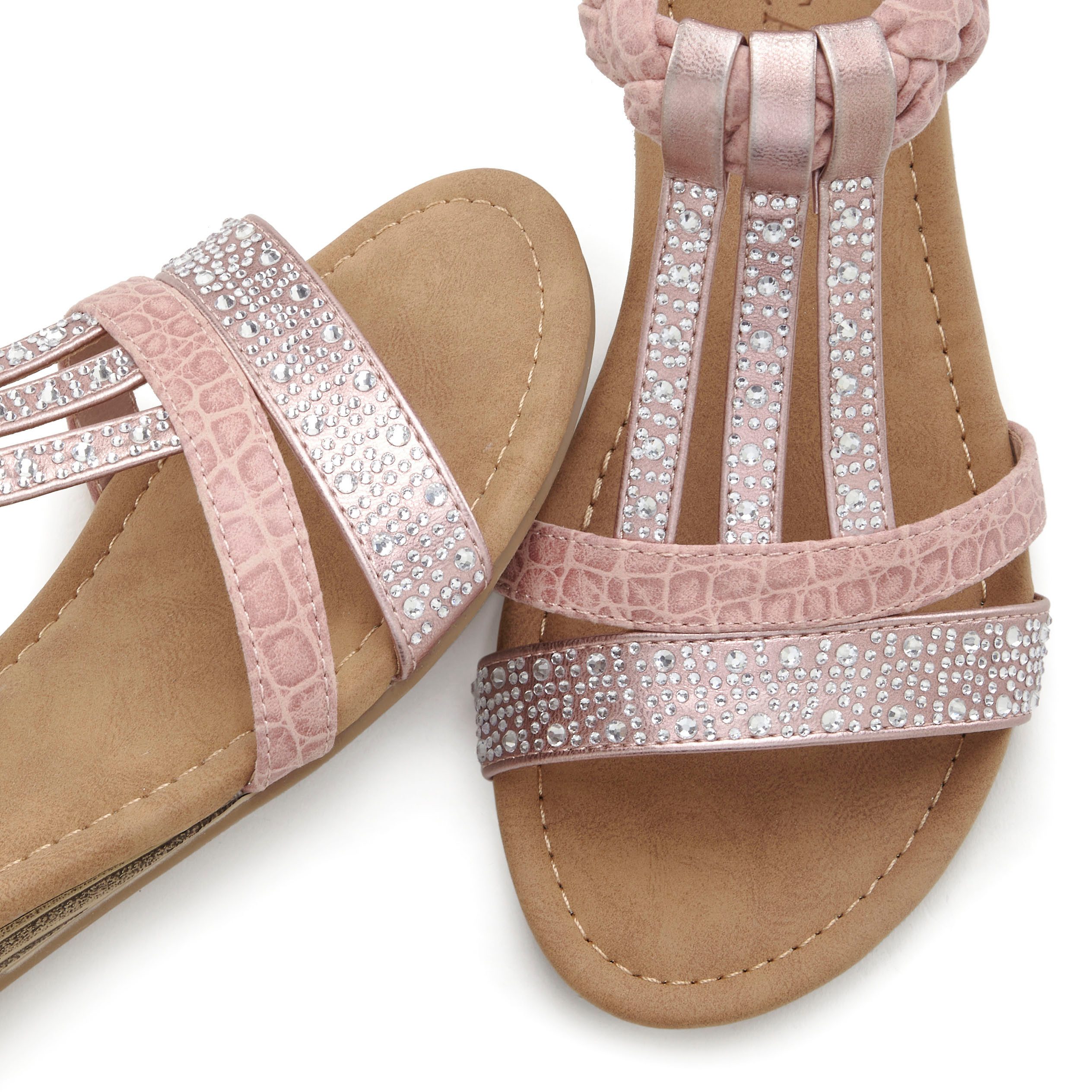 LASCANA Sommerschuh, Sandalette Sandale mit Glitzersteinen und kleinem Keilabsatz im Festival-Look VEGAN