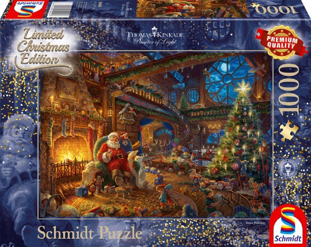 Schmidt Spiele Puzzle Schmidt 59494 Thomas Kinkade Der Weihnachtsmann und seine Wichtel 1000 Teile Puzzle, Puzzleteile
