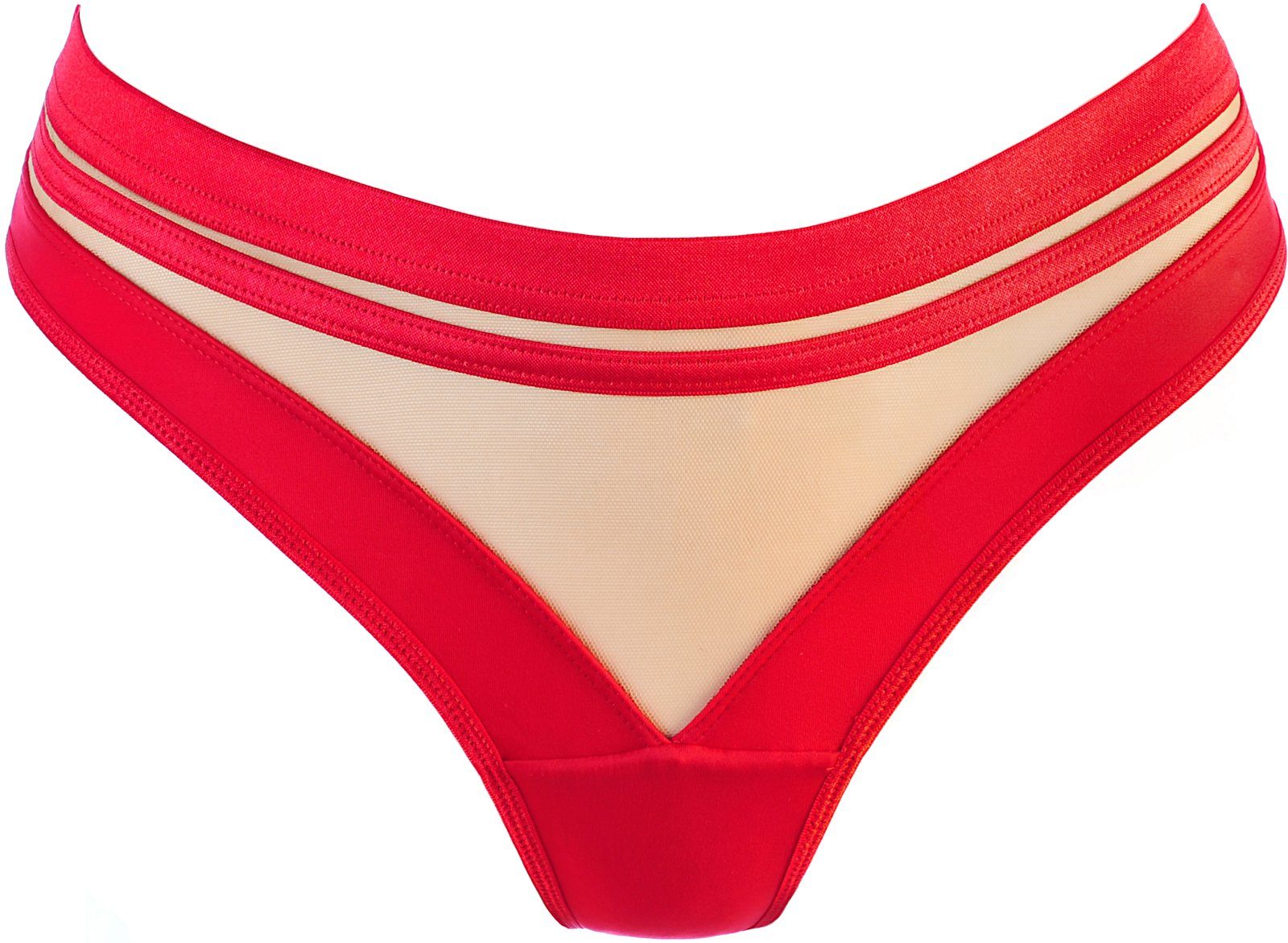 Axami String String in rot-beige elastisch Slip Höschen hoch (einzel, 1-St)