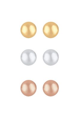 Elli Ohrring-Set 3er Set Kreis Tricolor Geo Trend Silber vergoldet