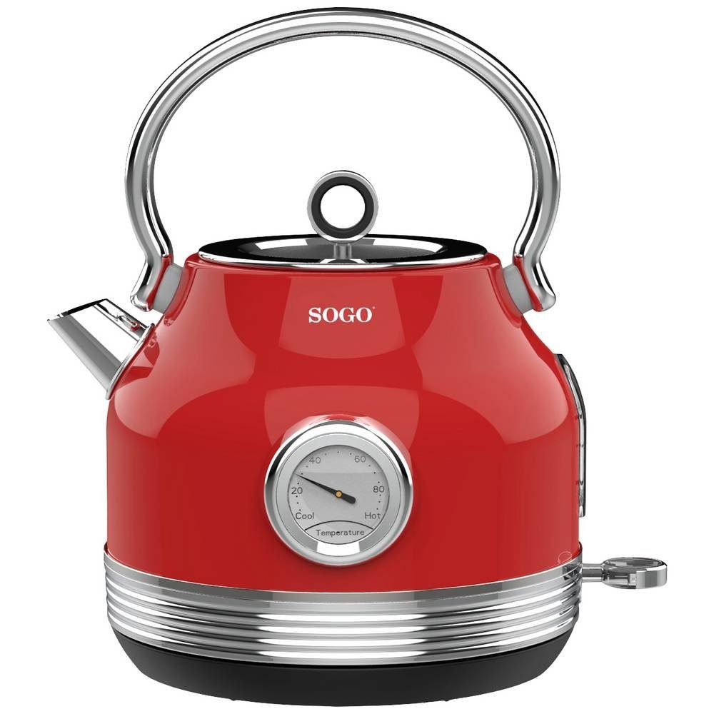 Sogo Wasserkocher Kabelloser Wasserkocher Retro Strix Control KET-SS-7760, schnurlos, Überhitzungsschutz, Cool-Touch-Gehäuse