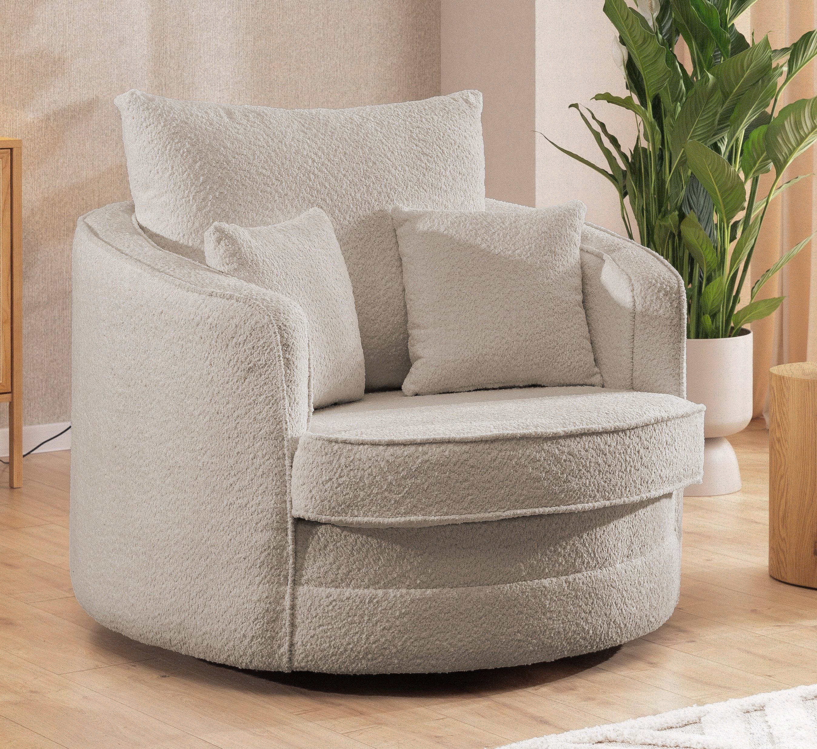 S-Style Möbel Drehsessel Ted Love Seat XXL 360 Grad drehbar aus Boucle-Stof günstig online kaufen